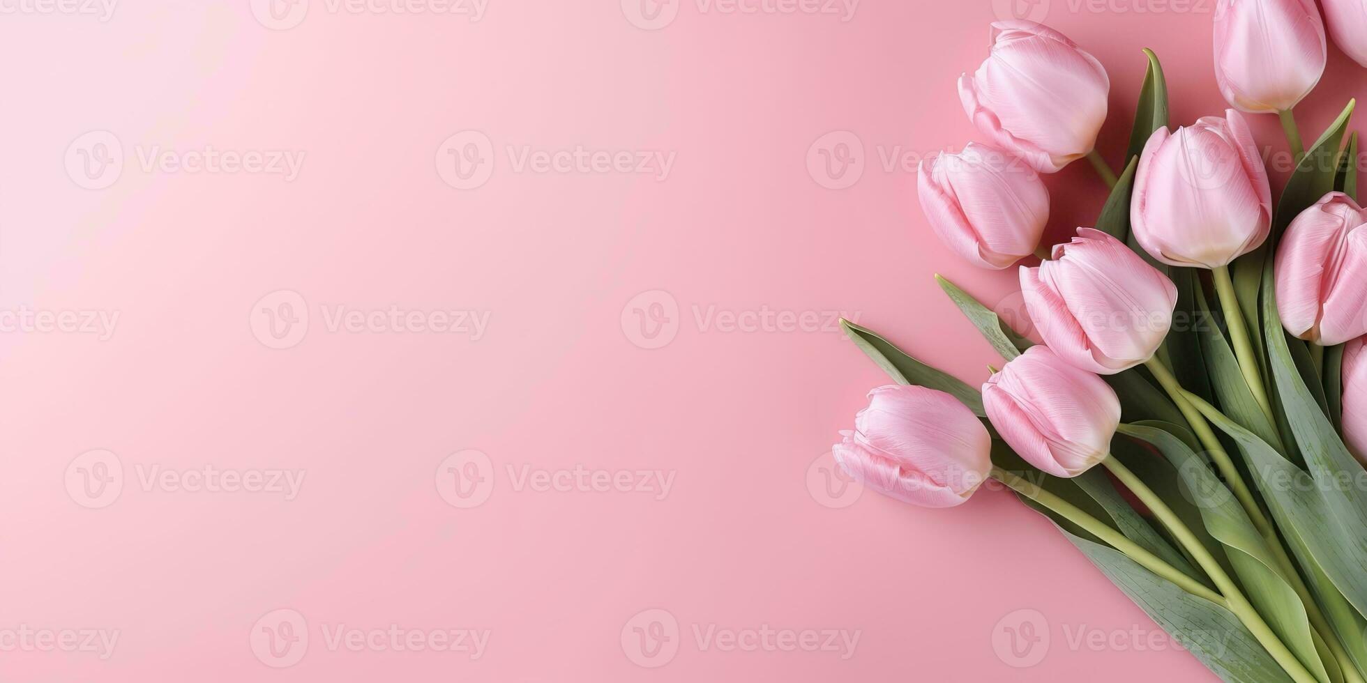 AI Generated. AI Generative. Romantic love invite card greeting with tulip flowers. Tender aesthetics valentine birthday woman day holiday vibe. Graphic Art photo