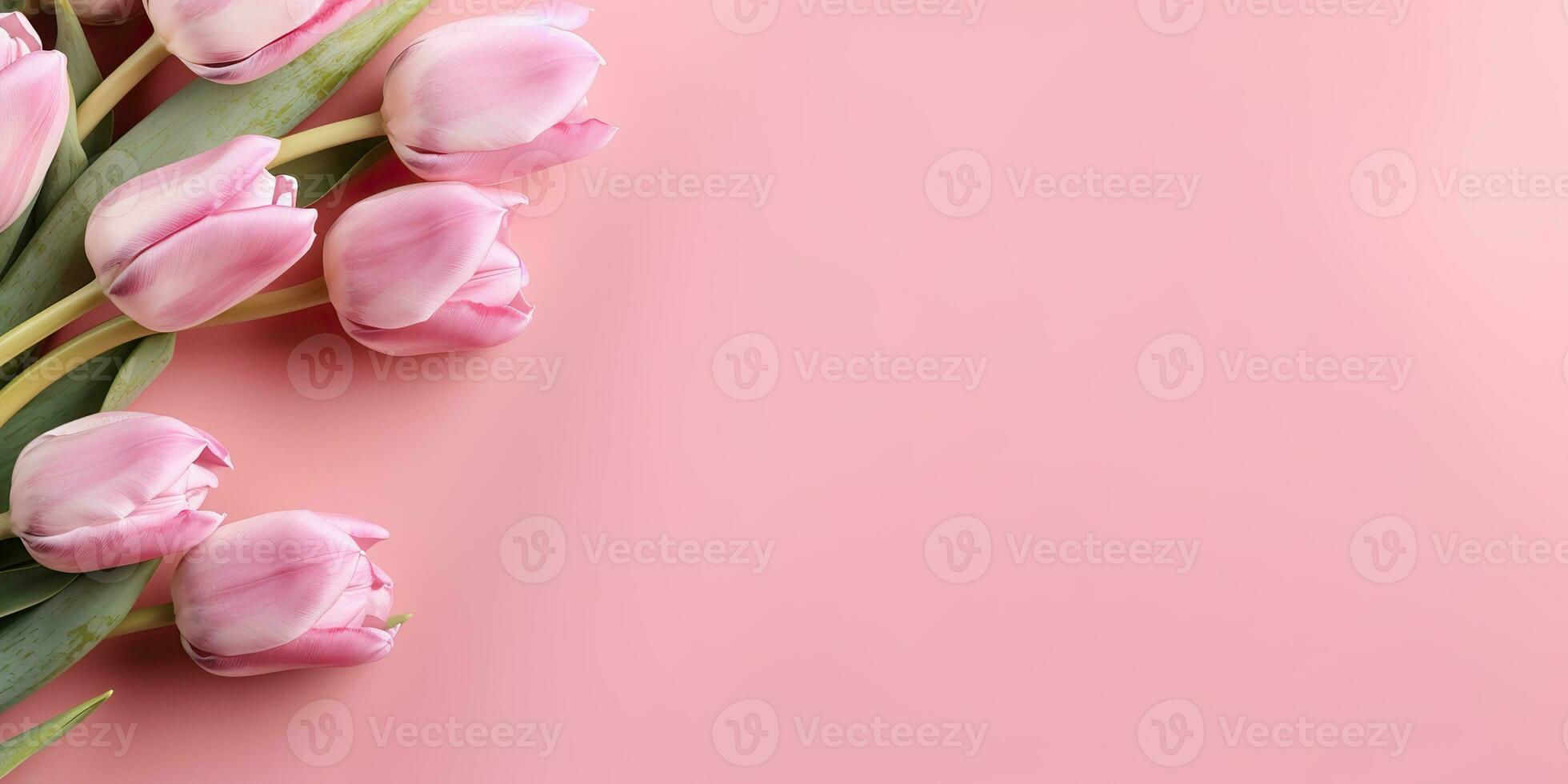 AI Generated. AI Generative. Romantic love invite card greeting with tulip flowers. Tender aesthetics valentine birthday woman day holiday vibe. Graphic Art photo