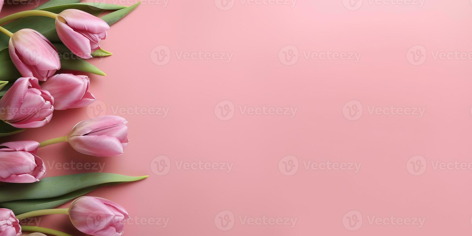AI Generated. AI Generative. Romantic love invite card greeting with tulip flowers. Tender aesthetics valentine birthday woman day holiday vibe. Graphic Art photo