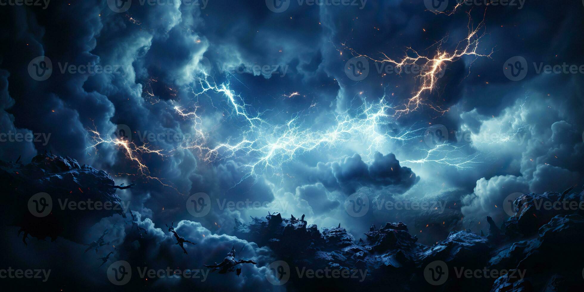 ai generado. ai generativo. resumen trueno tormenta energía ligero antecedentes decoración modelo rextura naturaleza destello. gráfico Arte foto