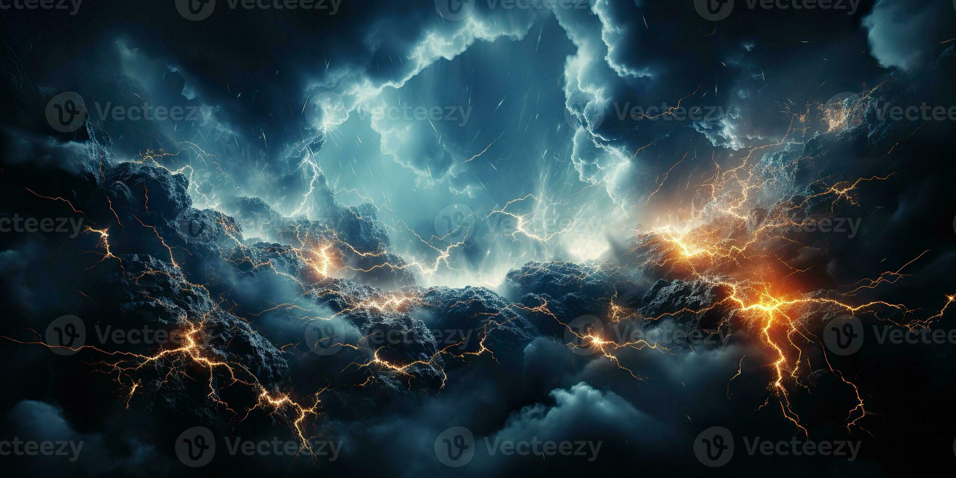 AI Generated. AI Generative. Abstract thunder storm energy light background decoration pattern rexture nature flash. Graphic Art photo