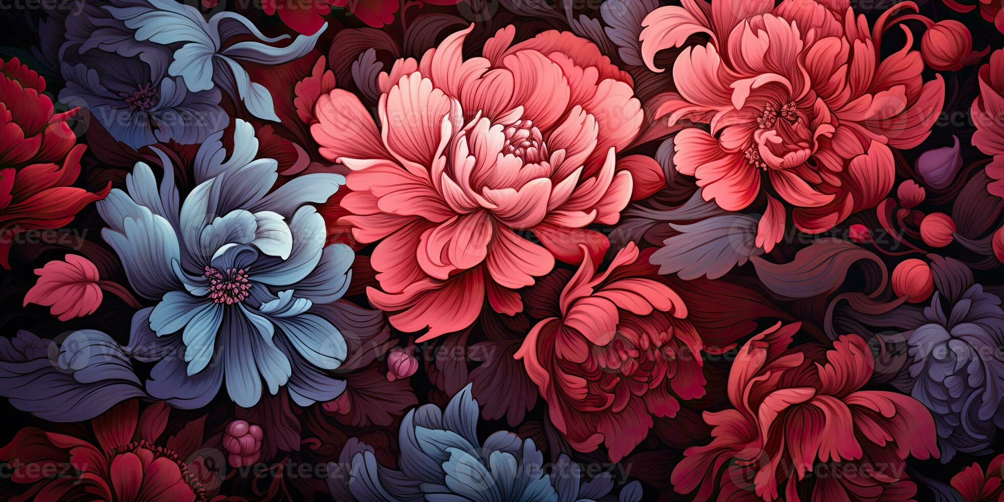 AI Generated. AI Generative. Asian Chinese floral plant flower pattern. Traditional culture vintage retro classic abstract background decoration.  Graphic Art photo