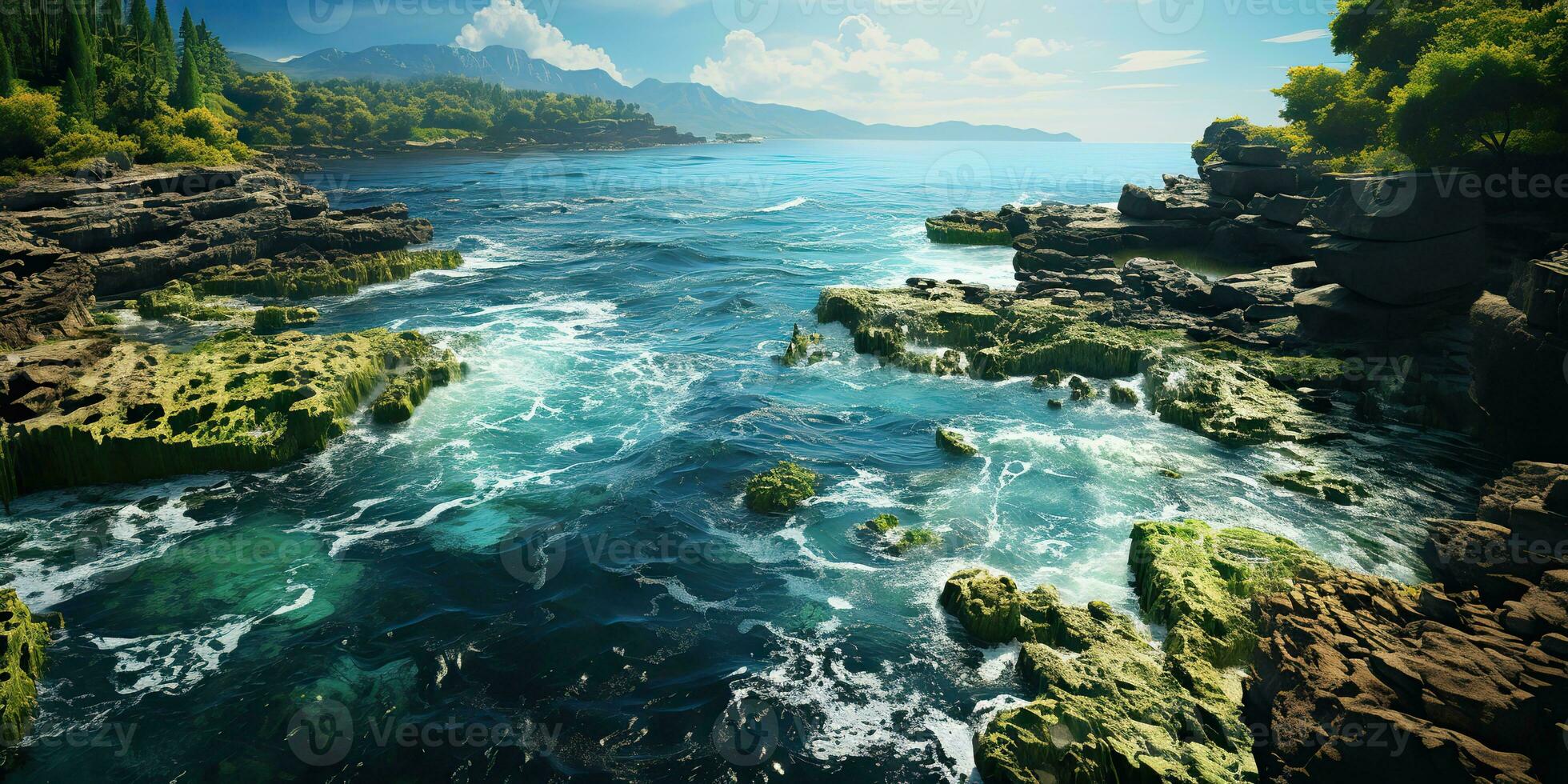 AI Generated. AI Generative. Abstract geometric texture pattern background landscape art decoration. Imagination inspiration unreal engine concept. Graphic Art photo
