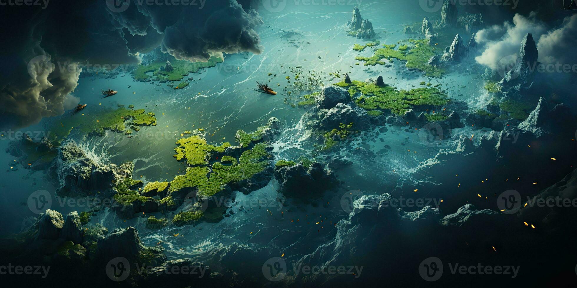 AI Generated. AI Generative. Abstract geometric texture pattern background landscape art decoration. Imagination inspiration unreal engine concept. Graphic Art photo