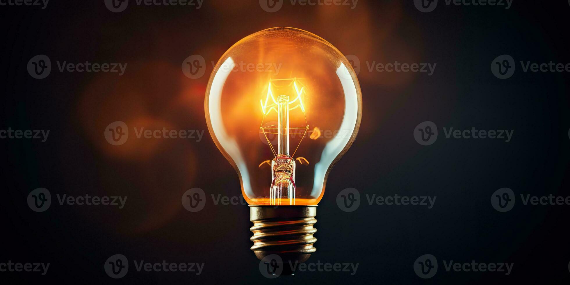 AI Generated. AI Generative. Electricity light lamp bulb on dark black background. INterior glowing decoration mockup. Graphic Art photo