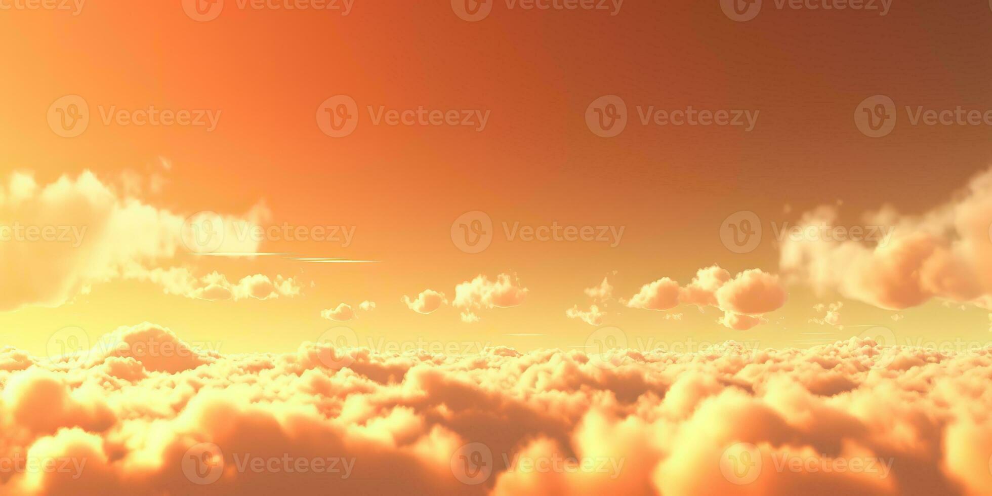 AI Generated. AI Generative. Sky clouds air drone view yellow orange color background landscape. Adventure trip travel outdoor fly. Graphic Art photo