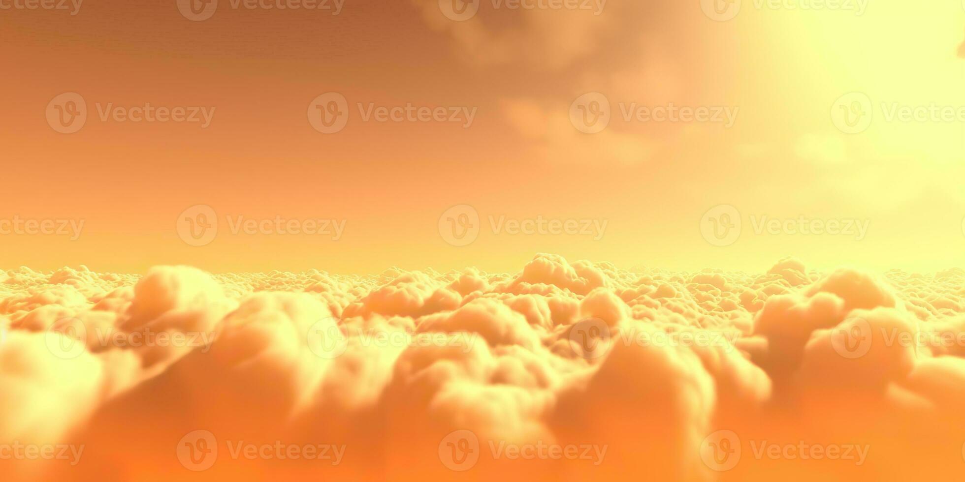 AI Generated. AI Generative. Sky clouds air drone view yellow orange color background landscape. Adventure trip travel outdoor fly. Graphic Art photo