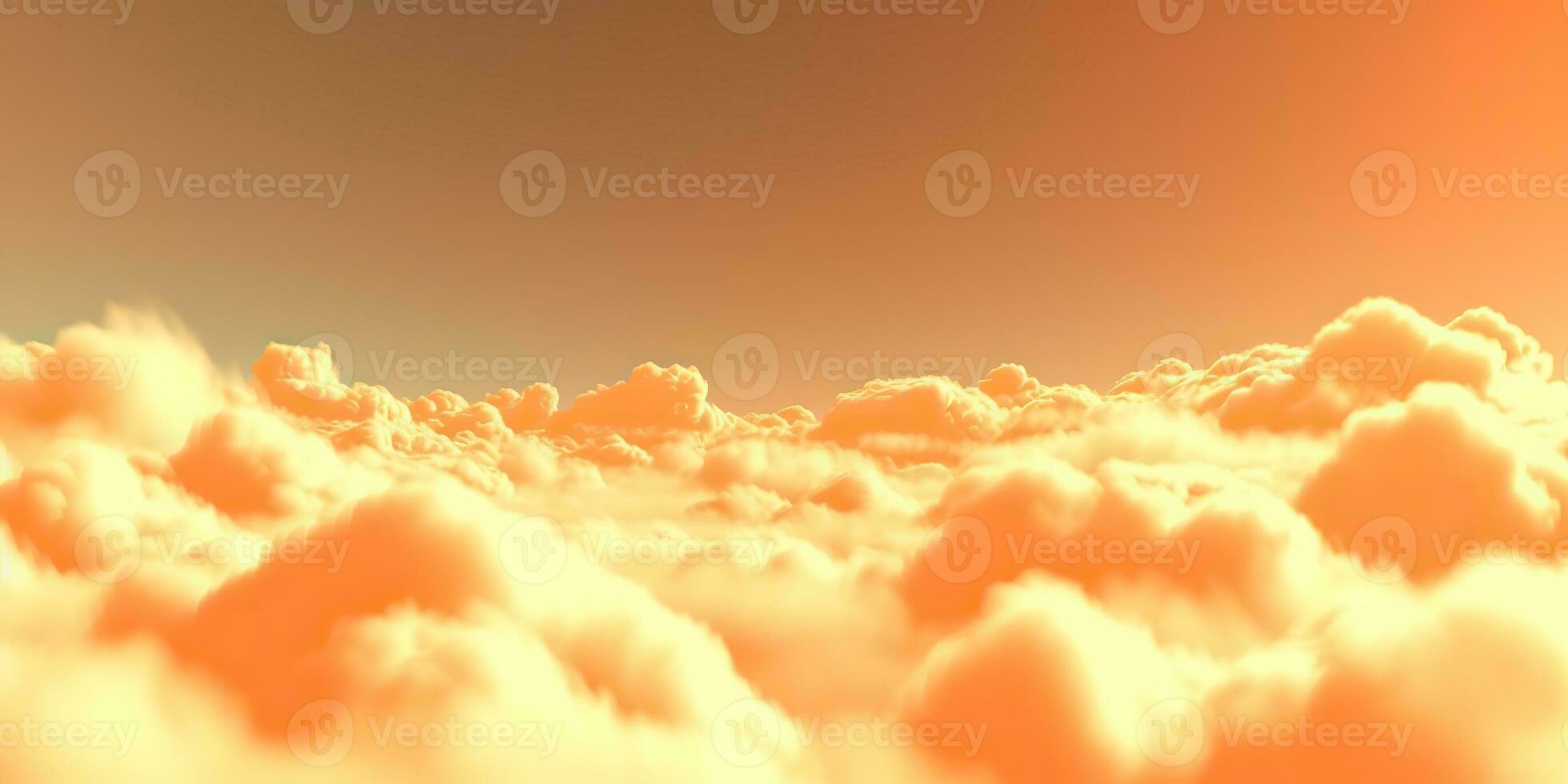 AI Generated. AI Generative. Sky clouds air drone view yellow orange color background landscape. Adventure trip travel outdoor fly. Graphic Art photo