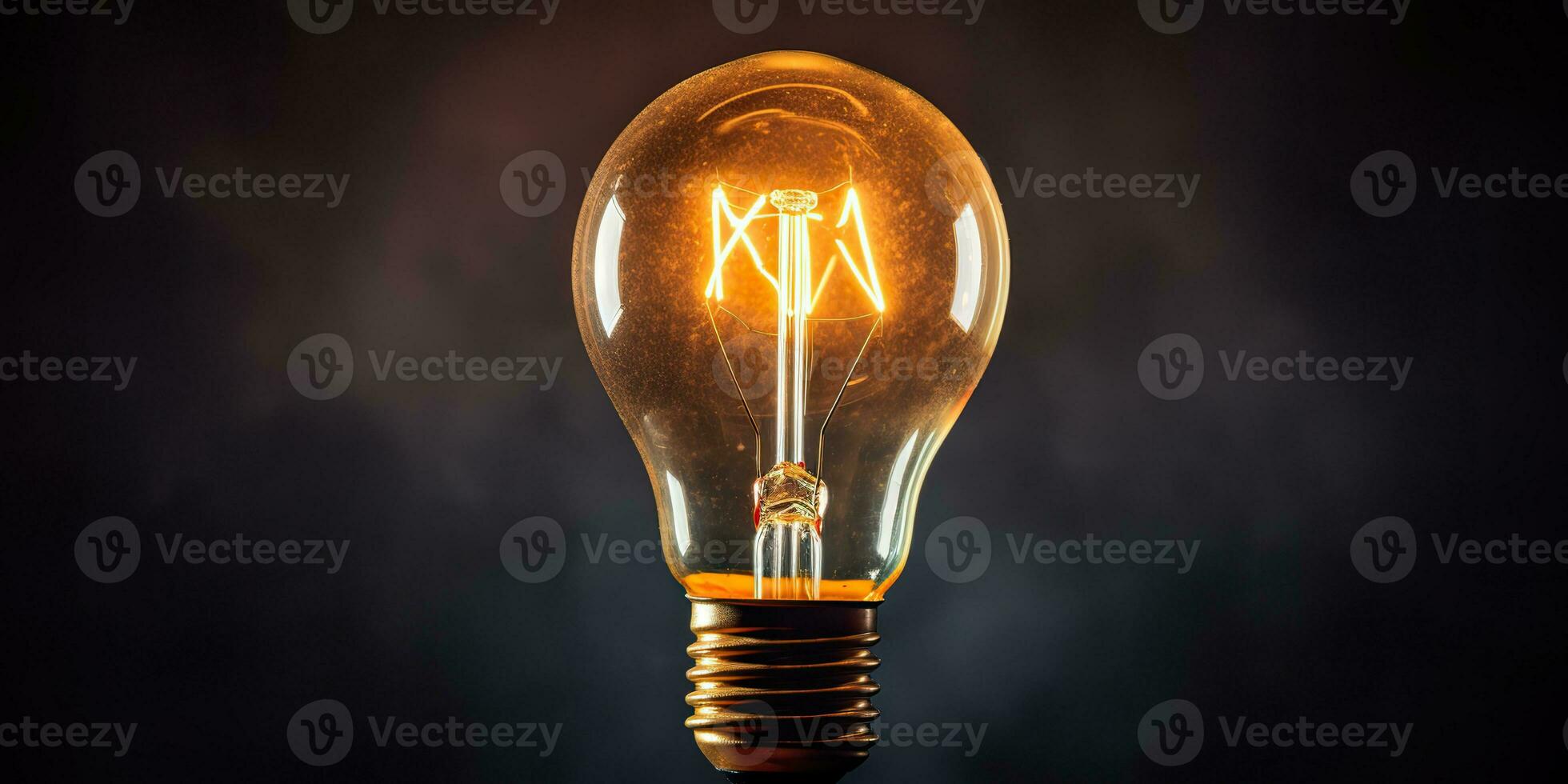 AI Generated. AI Generative. Electricity light lamp bulb on dark black background. INterior glowing decoration mockup. Graphic Art photo