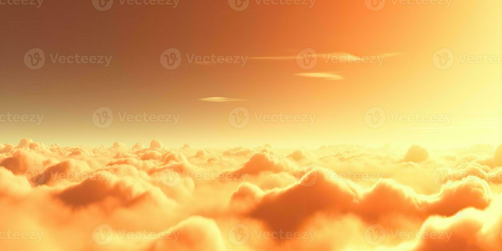 AI Generated. AI Generative. Sky clouds air drone view yellow orange color background landscape. Adventure trip travel outdoor fly. Graphic Art photo