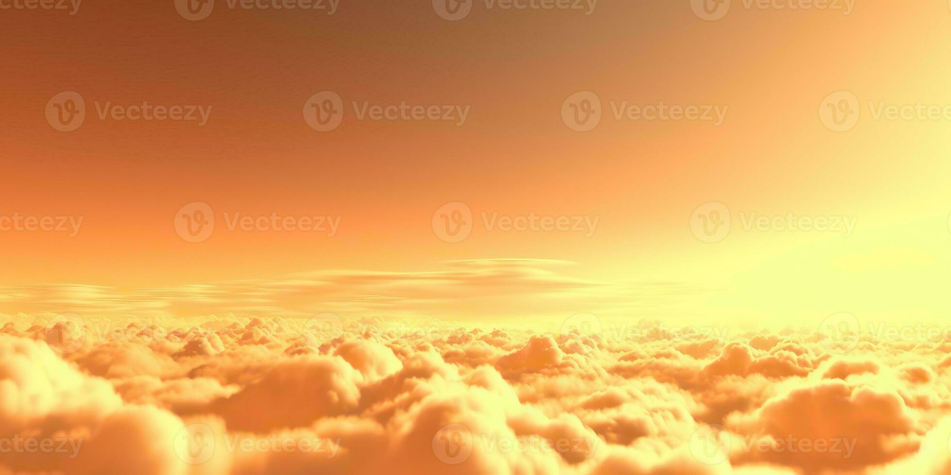 AI Generated. AI Generative. Sky clouds air drone view yellow orange color background landscape. Adventure trip travel outdoor fly. Graphic Art photo