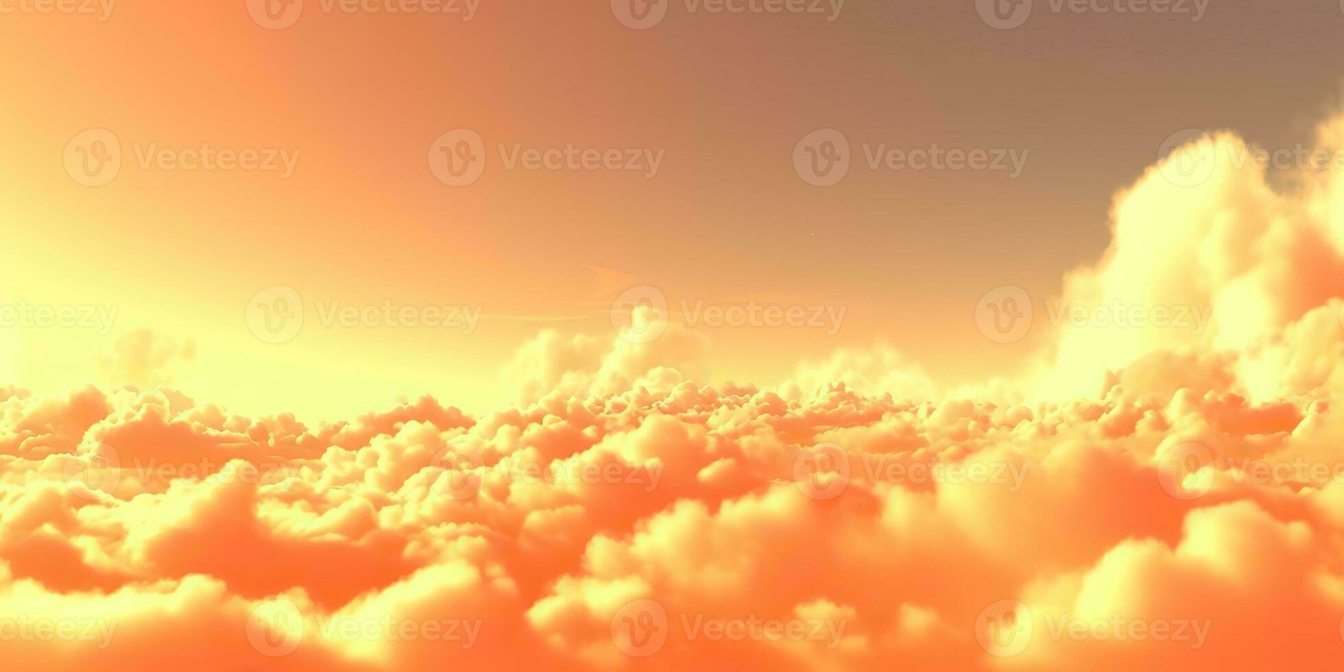 AI Generated. AI Generative. Sky clouds air drone view yellow orange color background landscape. Adventure trip travel outdoor fly. Graphic Art photo