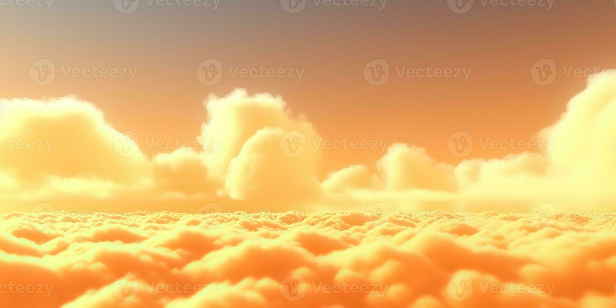 AI Generated. AI Generative. Sky clouds air drone view yellow orange color background landscape. Adventure trip travel outdoor fly. Graphic Art photo