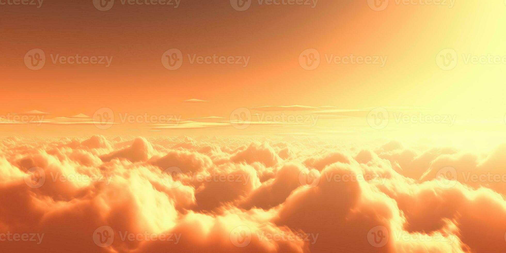 AI Generated. AI Generative. Sky clouds air drone view yellow orange color background landscape. Adventure trip travel outdoor fly. Graphic Art photo