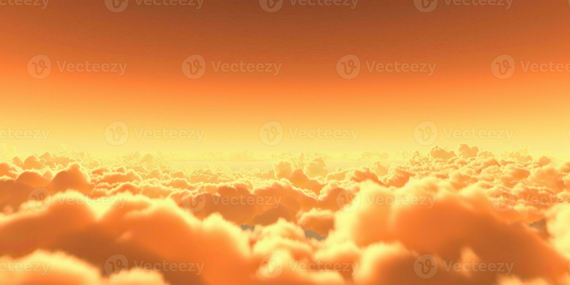 AI Generated. AI Generative. Sky clouds air drone view yellow orange color background landscape. Adventure trip travel outdoor fly. Graphic Art photo