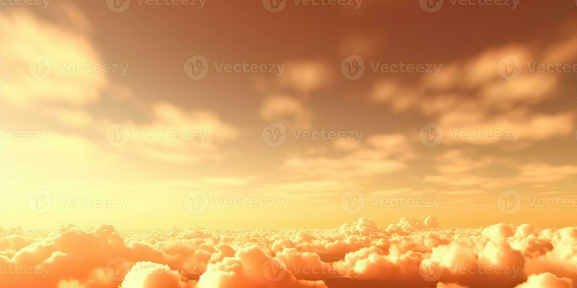 AI Generated. AI Generative. Sky clouds air drone view yellow orange color background landscape. Adventure trip travel outdoor fly. Graphic Art photo