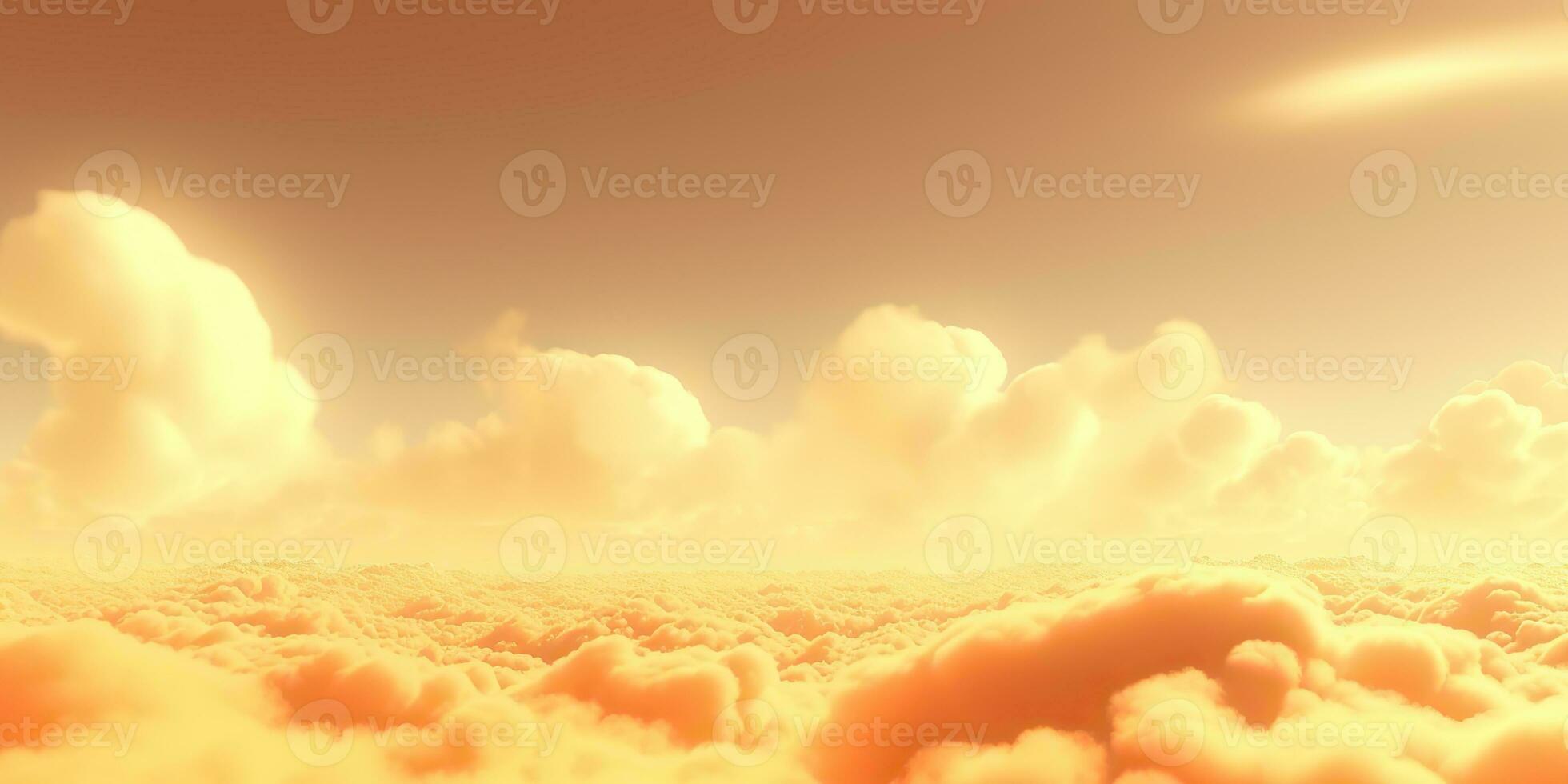 AI Generated. AI Generative. Sky clouds air drone view yellow orange color background landscape. Adventure trip travel outdoor fly. Graphic Art photo