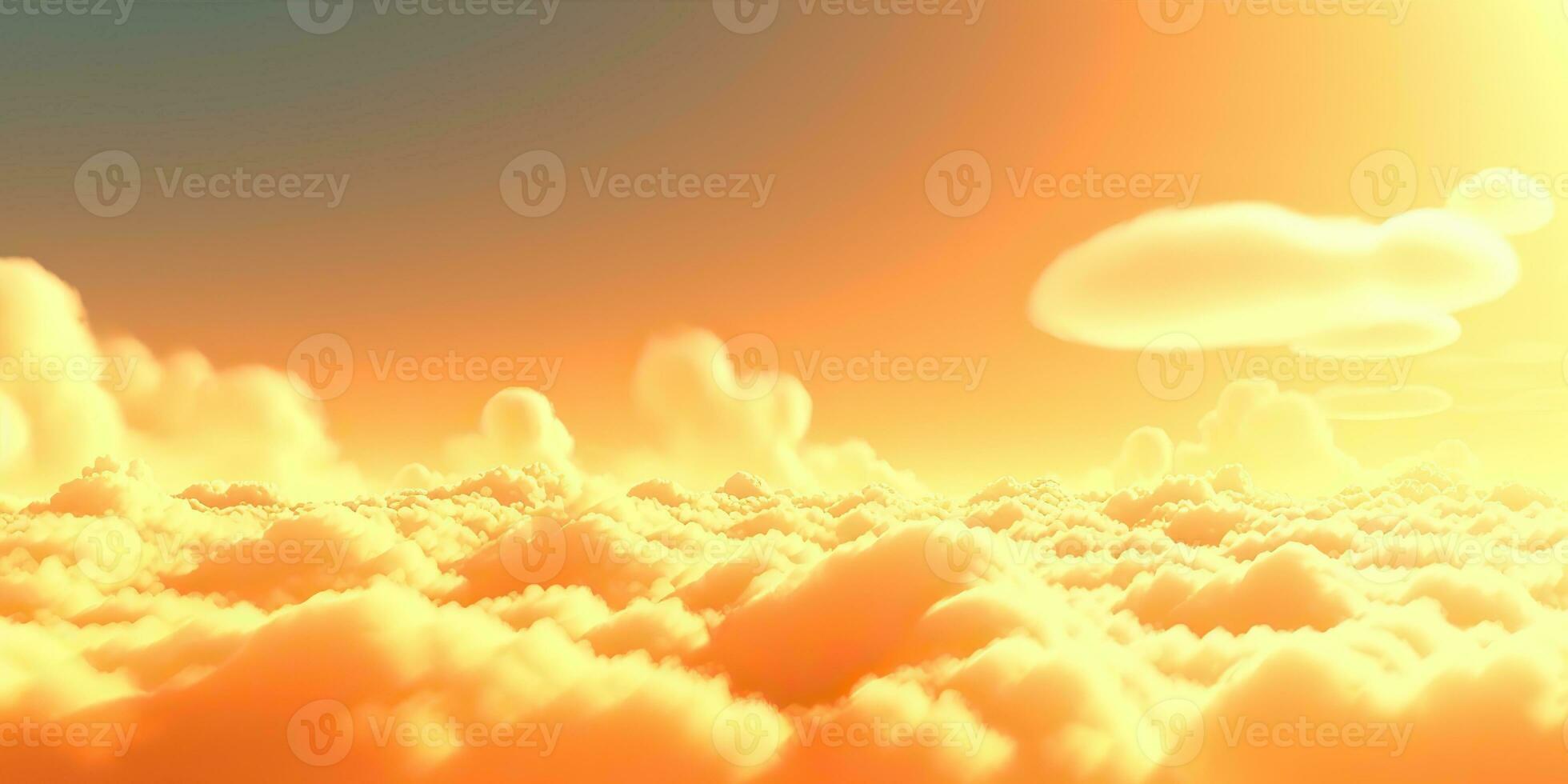 AI Generated. AI Generative. Sky clouds air drone view yellow orange color background landscape. Adventure trip travel outdoor fly. Graphic Art photo