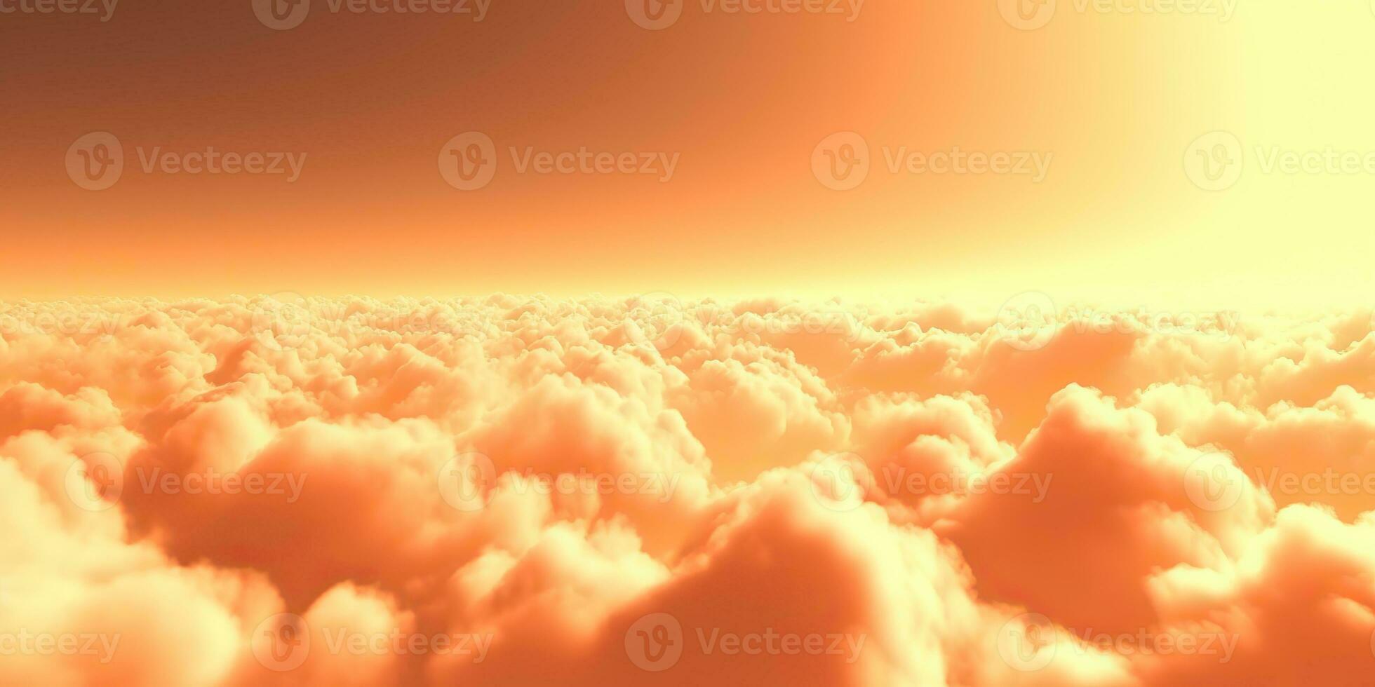 AI Generated. AI Generative. Sky clouds air drone view yellow orange color background landscape. Adventure trip travel outdoor fly. Graphic Art photo