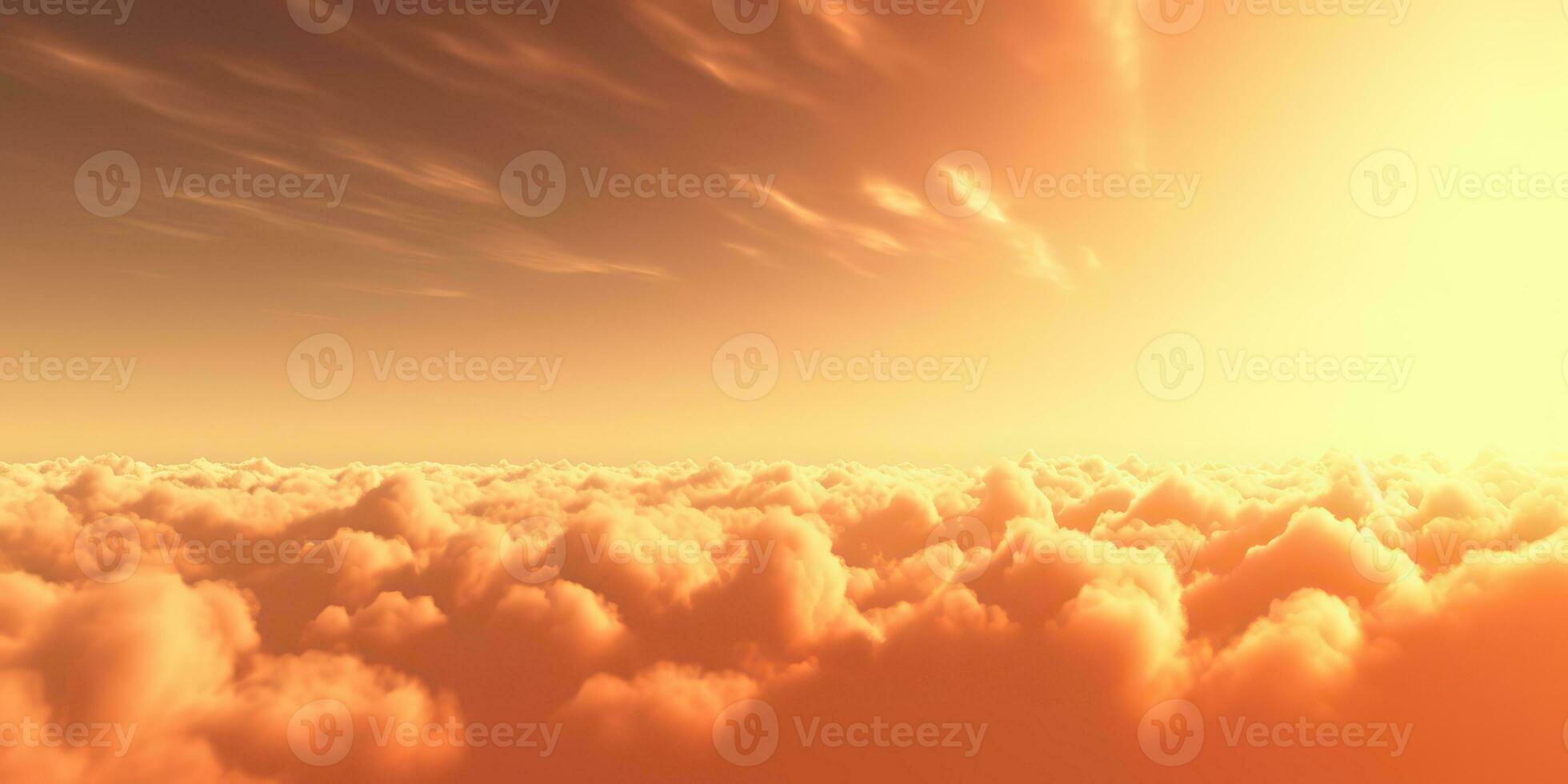 AI Generated. AI Generative. Sky clouds air drone view yellow orange color background landscape. Adventure trip travel outdoor fly. Graphic Art photo