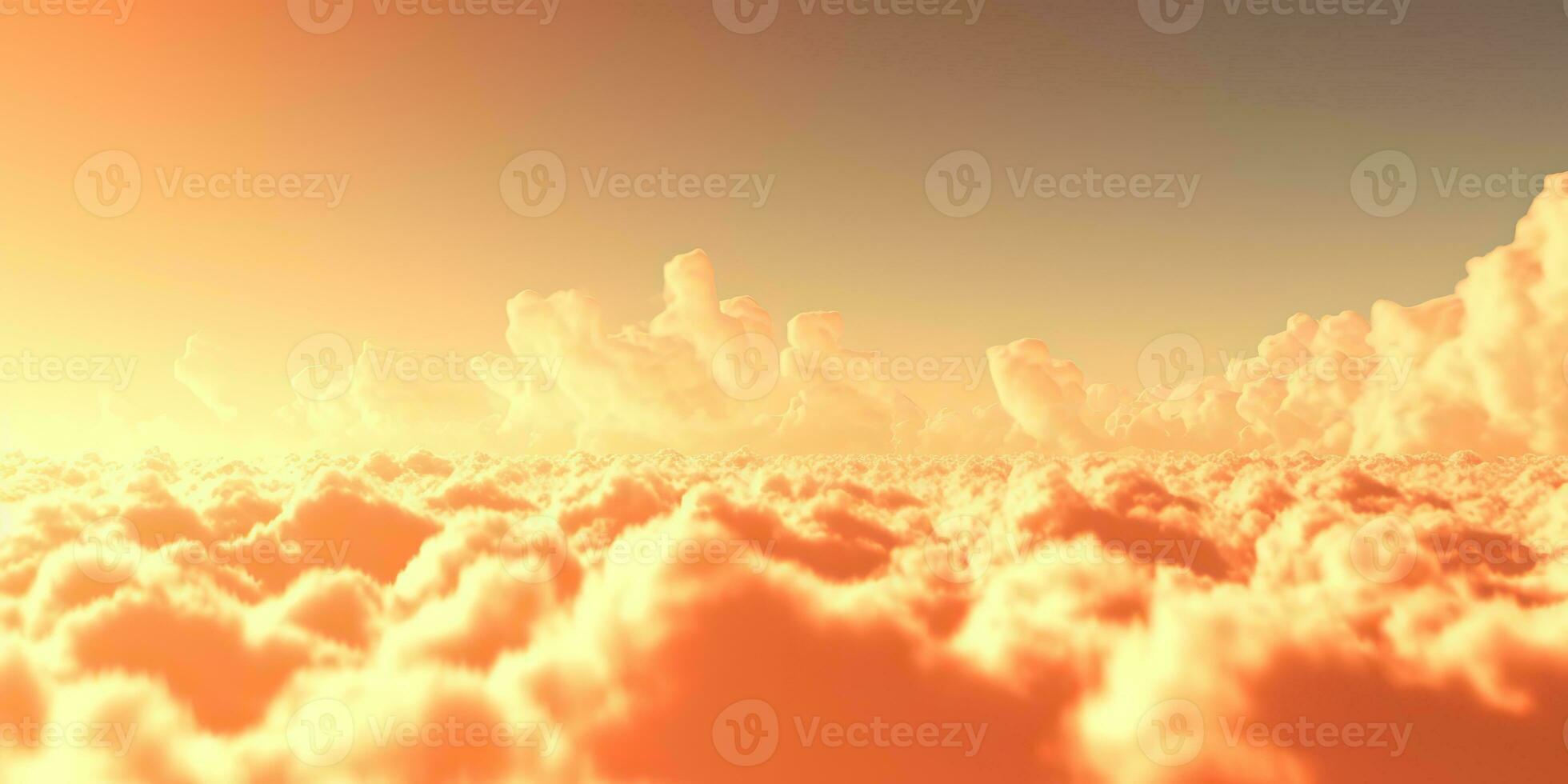 AI Generated. AI Generative. Sky clouds air drone view yellow orange color background landscape. Adventure trip travel outdoor fly. Graphic Art photo