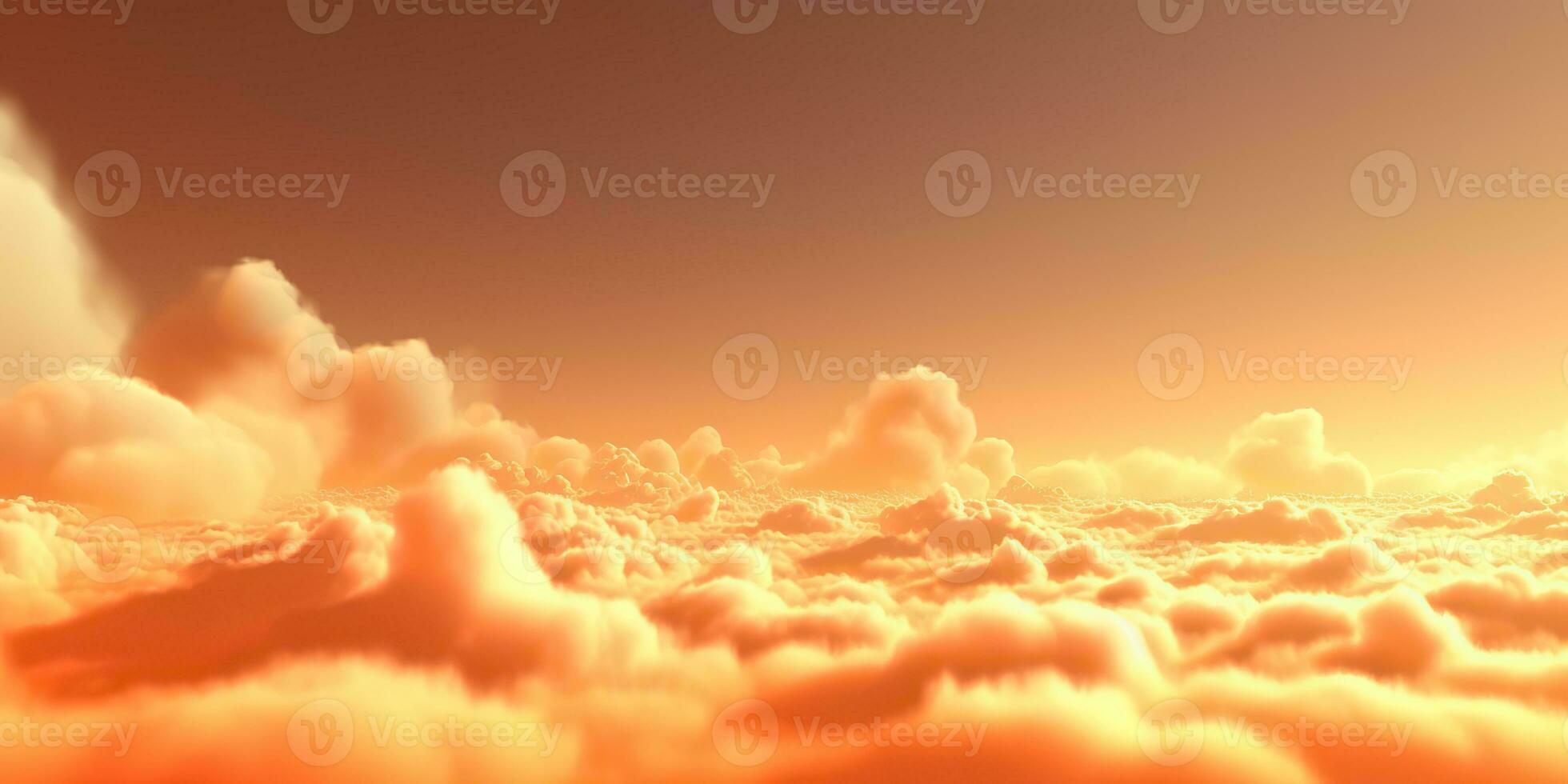 AI Generated. AI Generative. Sky clouds air drone view yellow orange color background landscape. Adventure trip travel outdoor fly. Graphic Art photo