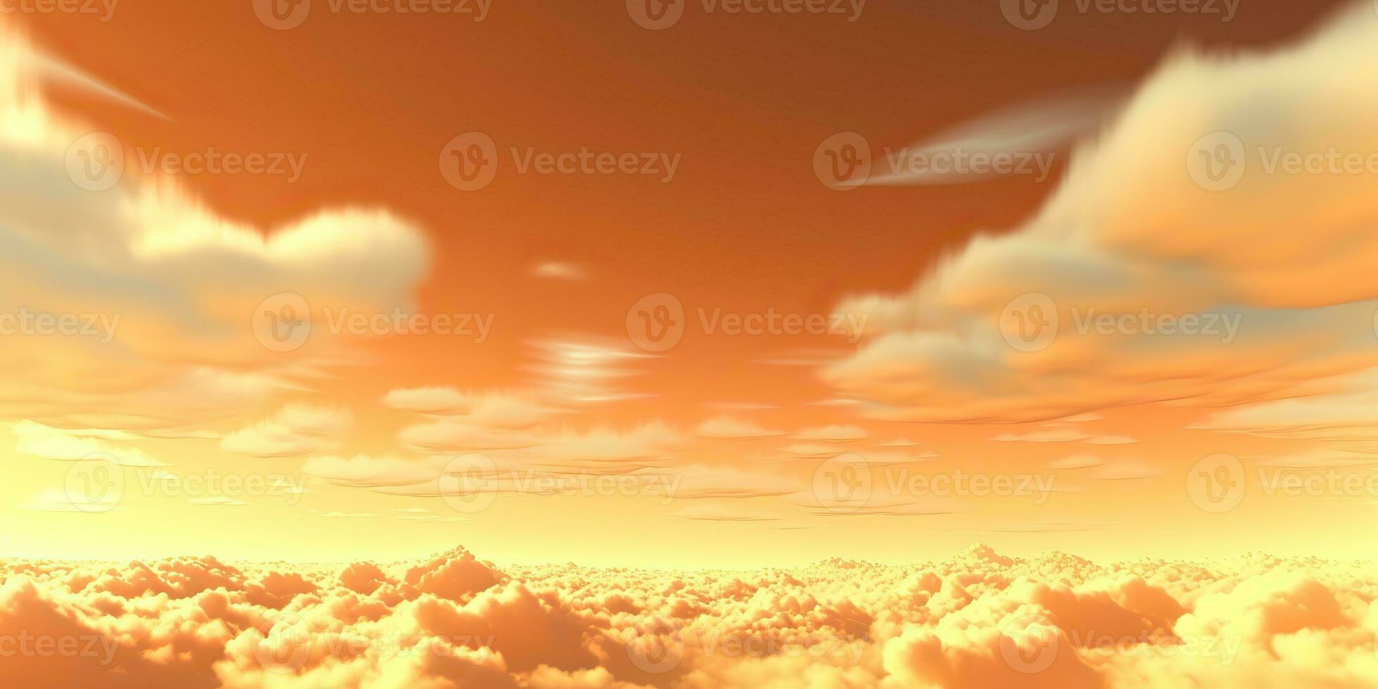 AI Generated. AI Generative. Sky clouds air drone view yellow orange color background landscape. Adventure trip travel outdoor fly. Graphic Art photo