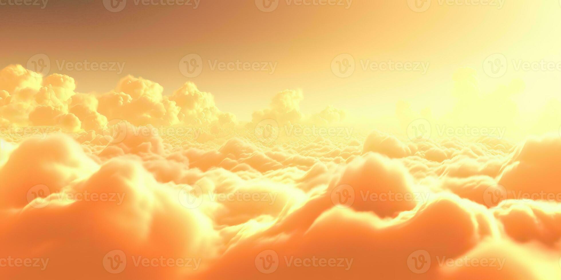 AI Generated. AI Generative. Sky clouds air drone view yellow orange color background landscape. Adventure trip travel outdoor fly. Graphic Art photo