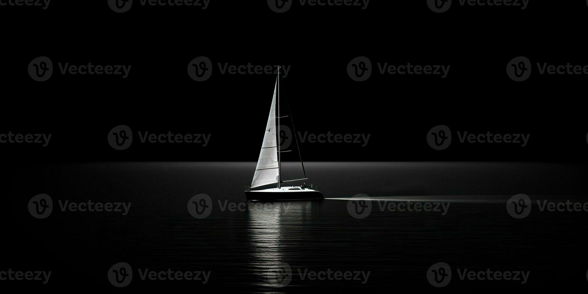 AI Generated. AI Generative. Ship sail boat yacht in open sea ocean lake water. Summer outdoor adventure vacation trip luxury lifestyle. Graphic Art photo