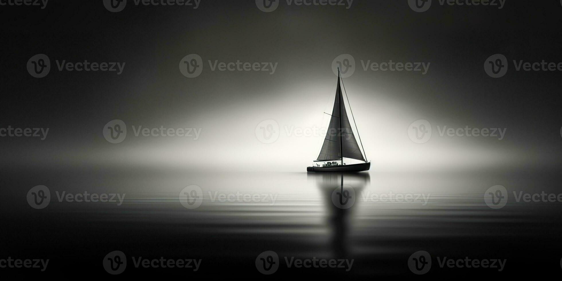 AI Generated. AI Generative. Ship sail boat yacht in open sea ocean lake water. Summer outdoor adventure vacation trip luxury lifestyle. Graphic Art photo