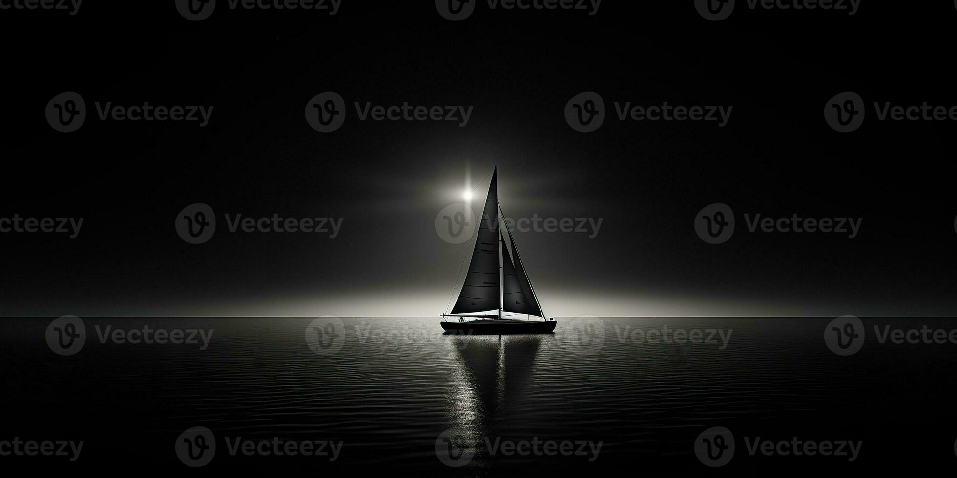 AI Generated. AI Generative. Ship sail boat yacht in open sea ocean lake water. Summer outdoor adventure vacation trip luxury lifestyle. Graphic Art photo