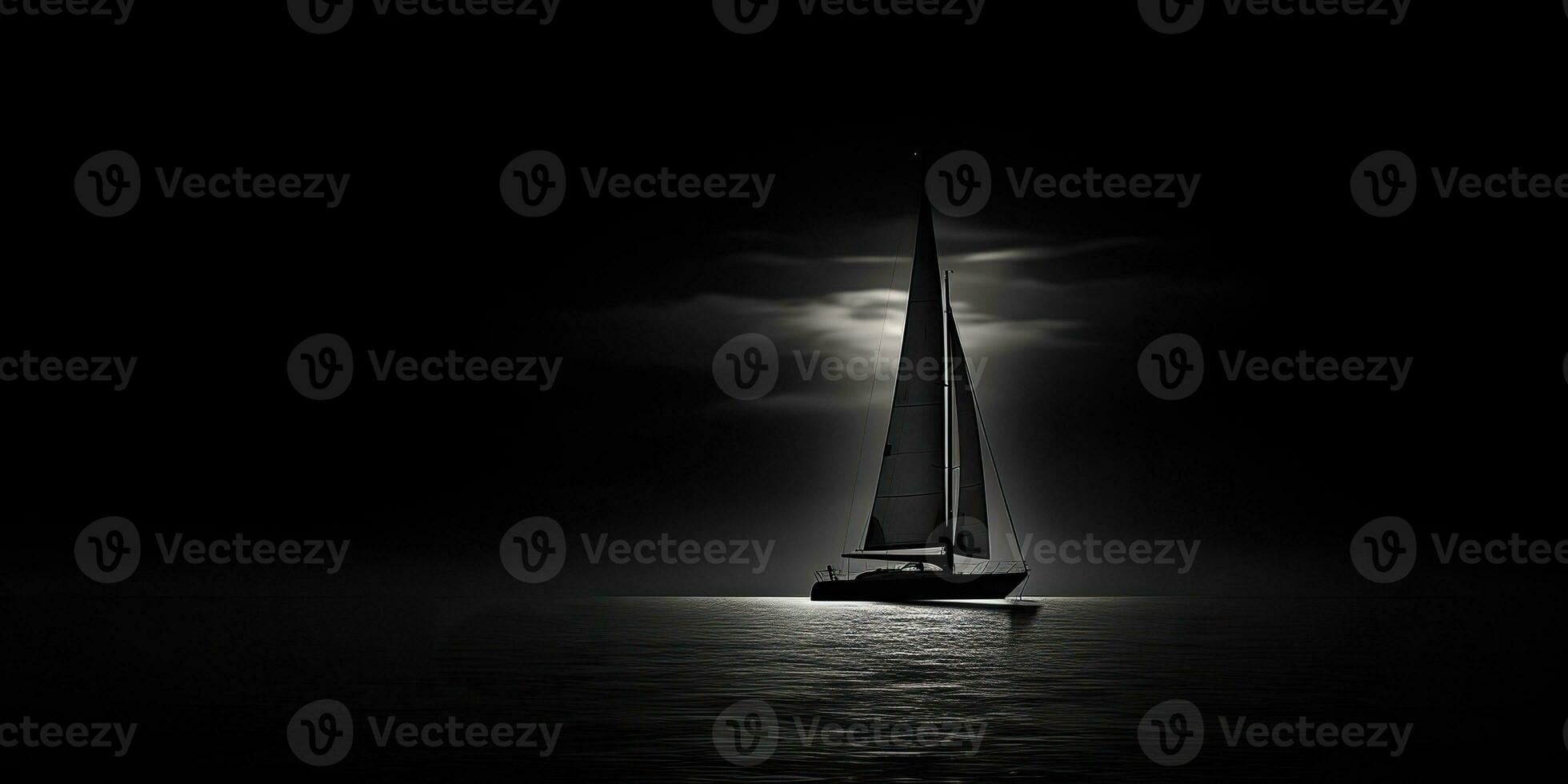 AI Generated. AI Generative. Ship sail boat yacht in open sea ocean lake water. Summer outdoor adventure vacation trip luxury lifestyle. Graphic Art photo