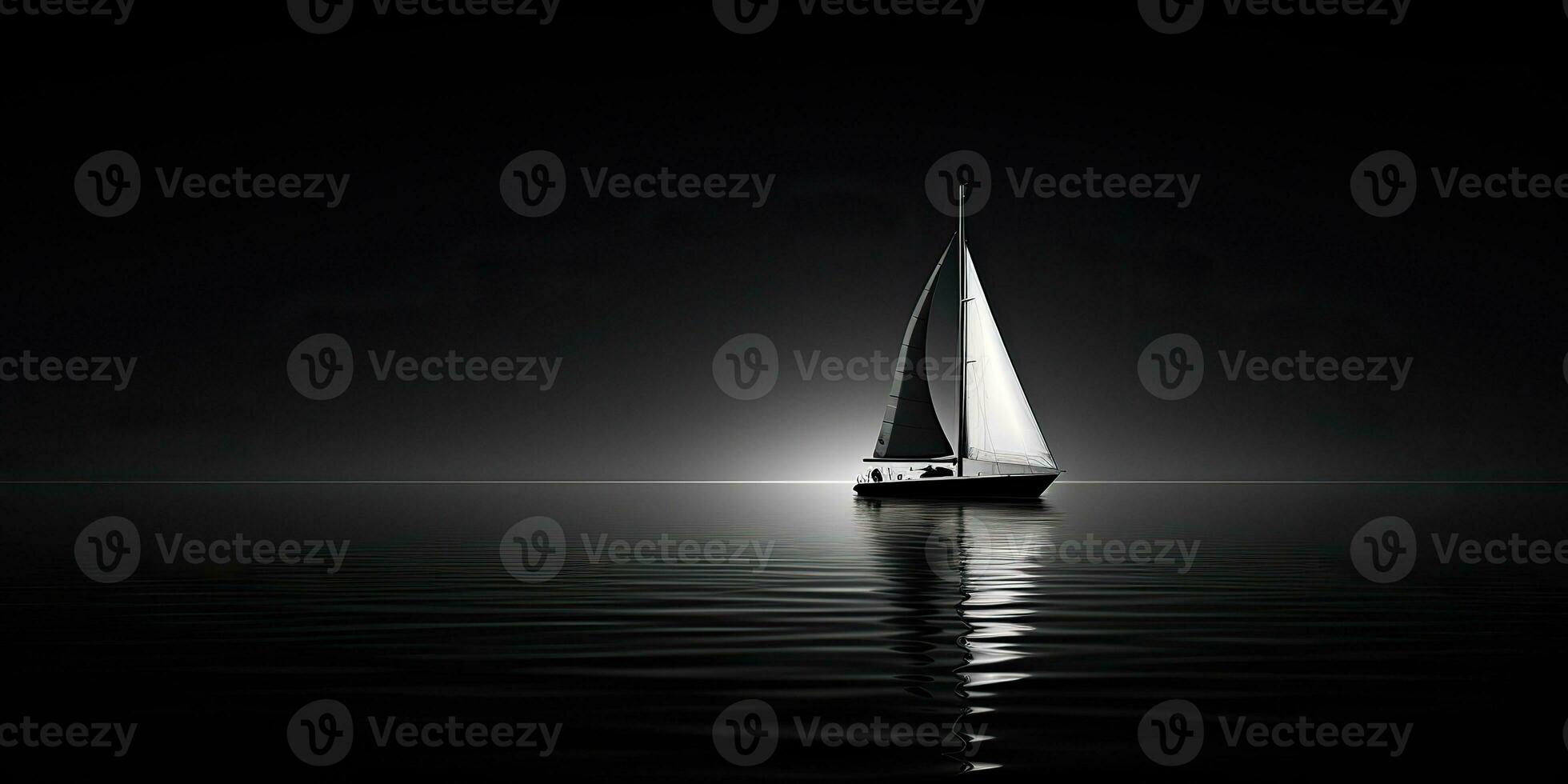 AI Generated. AI Generative. Ship sail boat yacht in open sea ocean lake water. Summer outdoor adventure vacation trip luxury lifestyle. Graphic Art photo