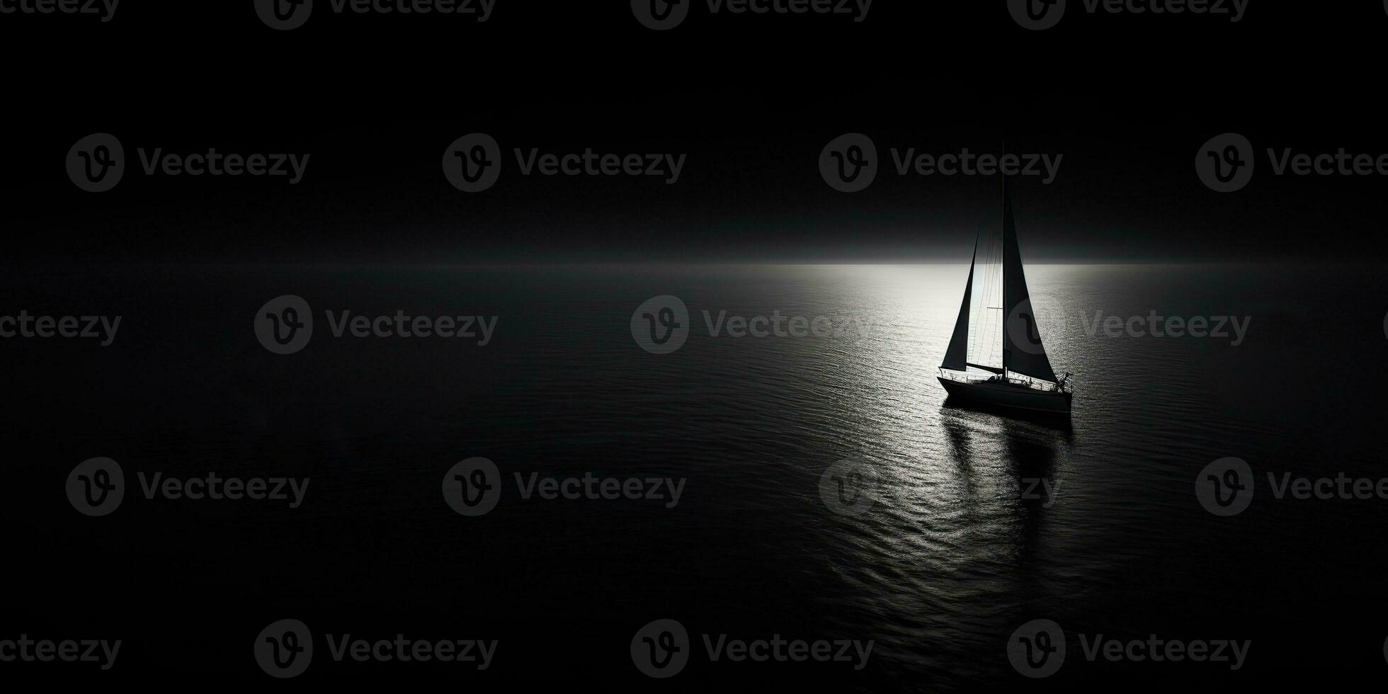 AI Generated. AI Generative. Ship sail boat yacht in open sea ocean lake water. Summer outdoor adventure vacation trip luxury lifestyle. Graphic Art photo