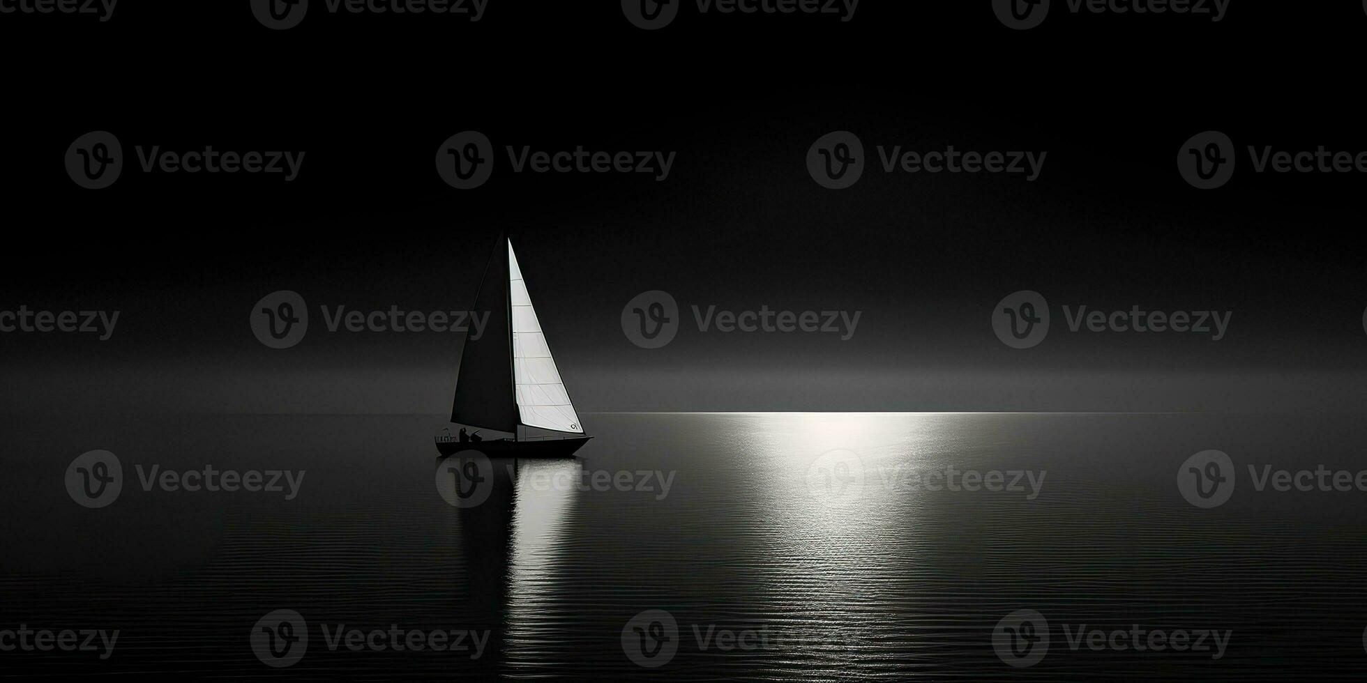 AI Generated. AI Generative. Ship sail boat yacht in open sea ocean lake water. Summer outdoor adventure vacation trip luxury lifestyle. Graphic Art photo