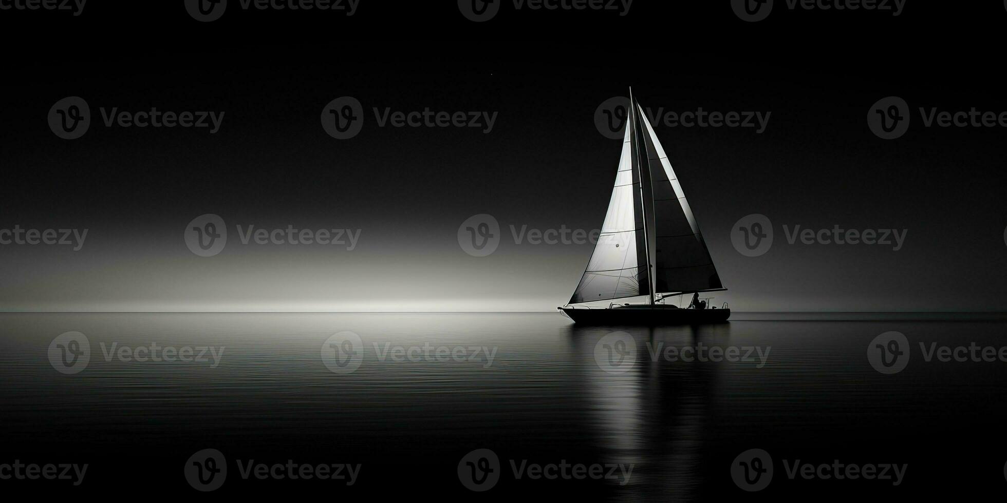 AI Generated. AI Generative. Ship sail boat yacht in open sea ocean lake water. Summer outdoor adventure vacation trip luxury lifestyle. Graphic Art photo