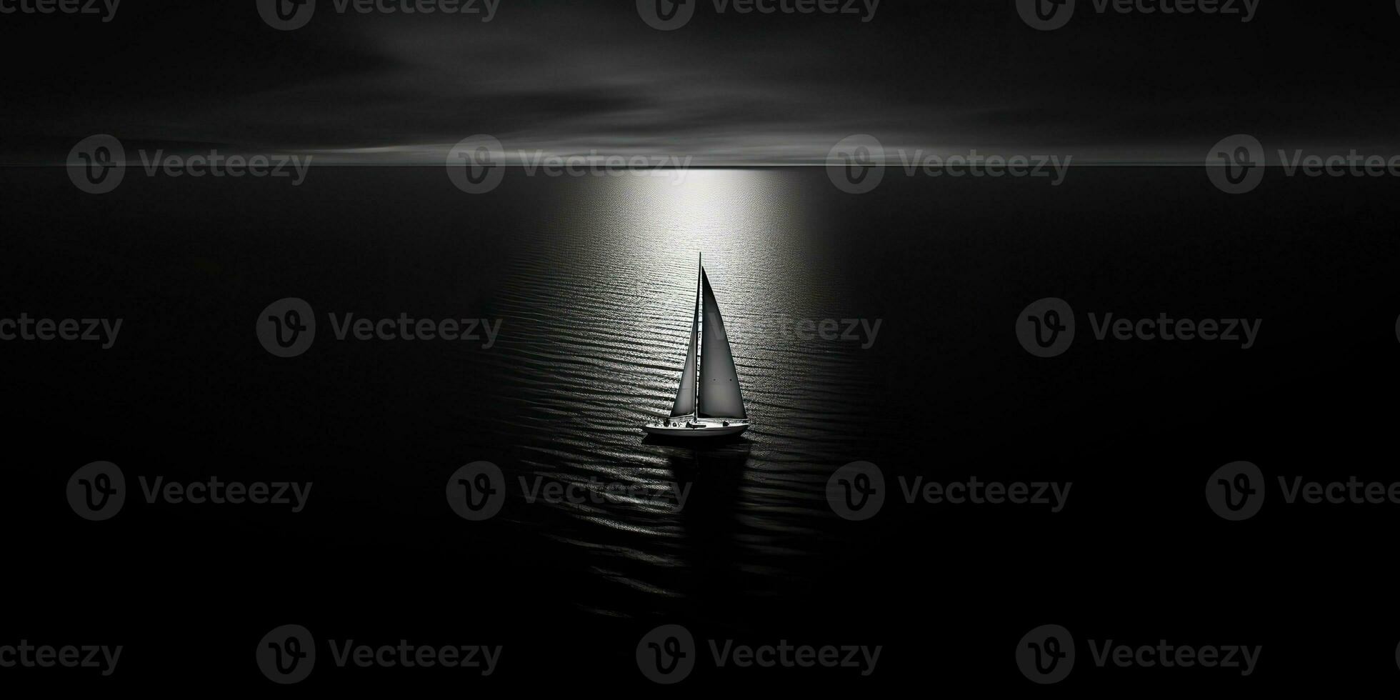 AI Generated. AI Generative. Ship sail boat yacht in open sea ocean lake water. Summer outdoor adventure vacation trip luxury lifestyle. Graphic Art photo