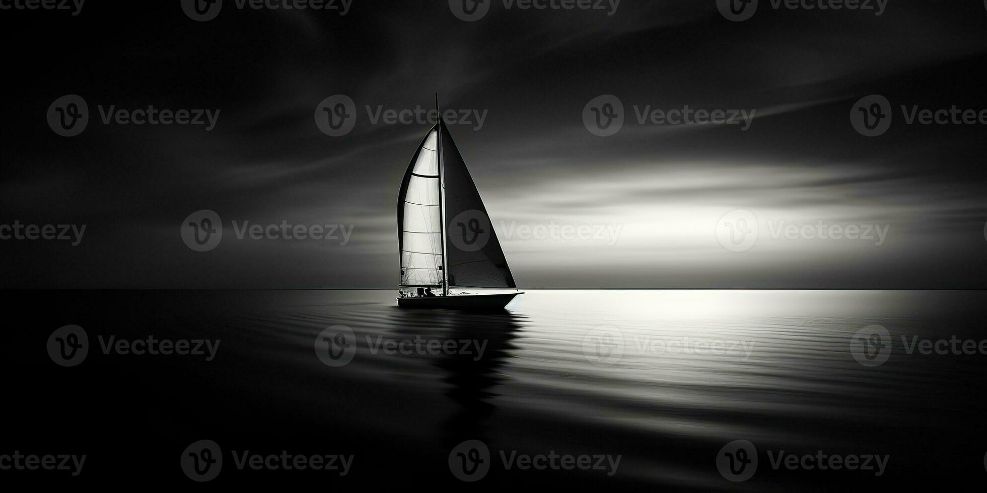 AI Generated. AI Generative. Ship sail boat yacht in open sea ocean lake water. Summer outdoor adventure vacation trip luxury lifestyle. Graphic Art photo