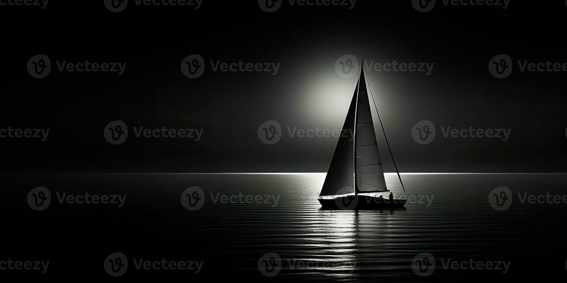 AI Generated. AI Generative. Ship sail boat yacht in open sea ocean lake water. Summer outdoor adventure vacation trip luxury lifestyle. Graphic Art photo