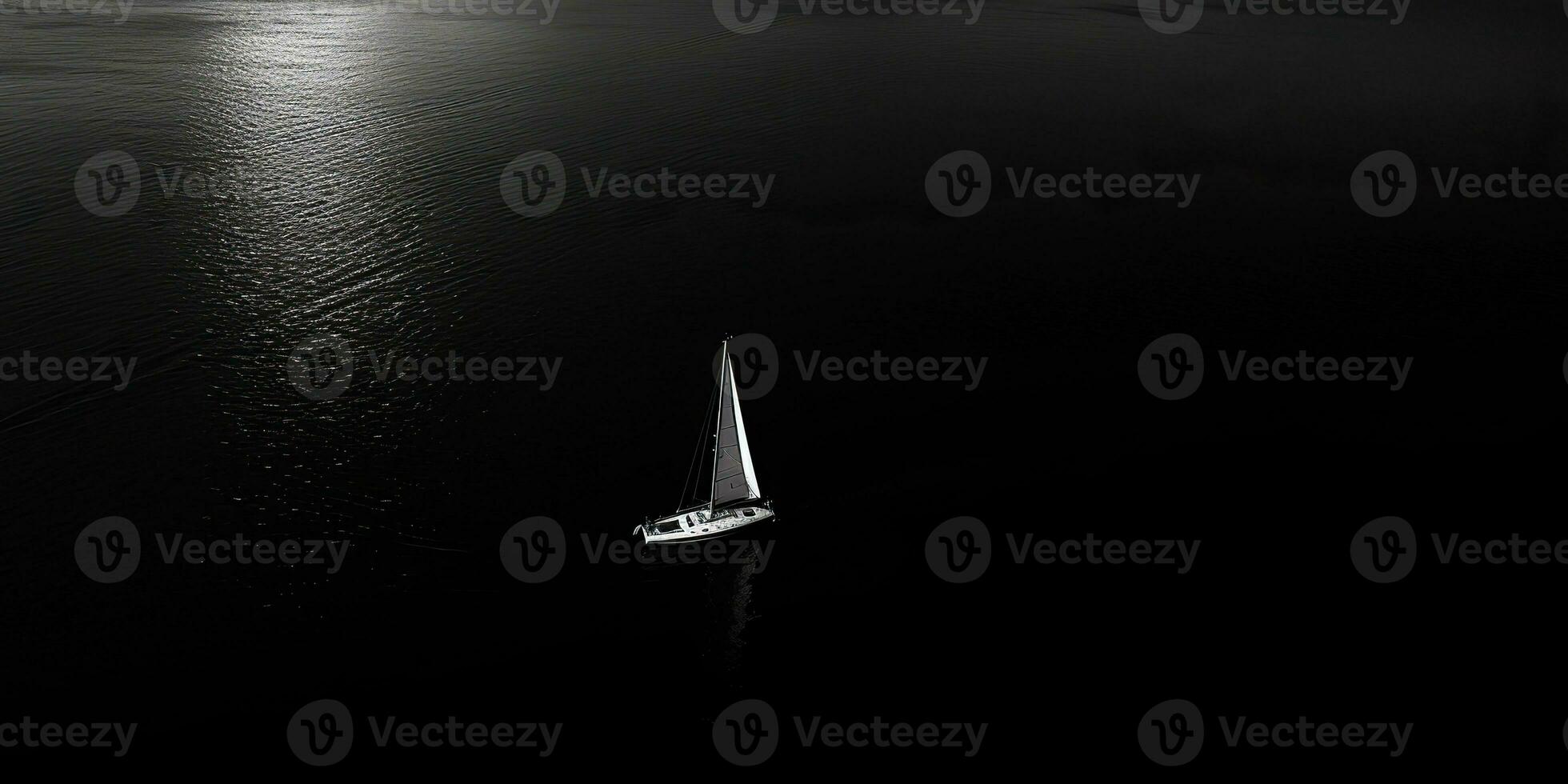 AI Generated. AI Generative. Ship sail boat yacht in open sea ocean lake water. Summer outdoor adventure vacation trip luxury lifestyle. Graphic Art photo