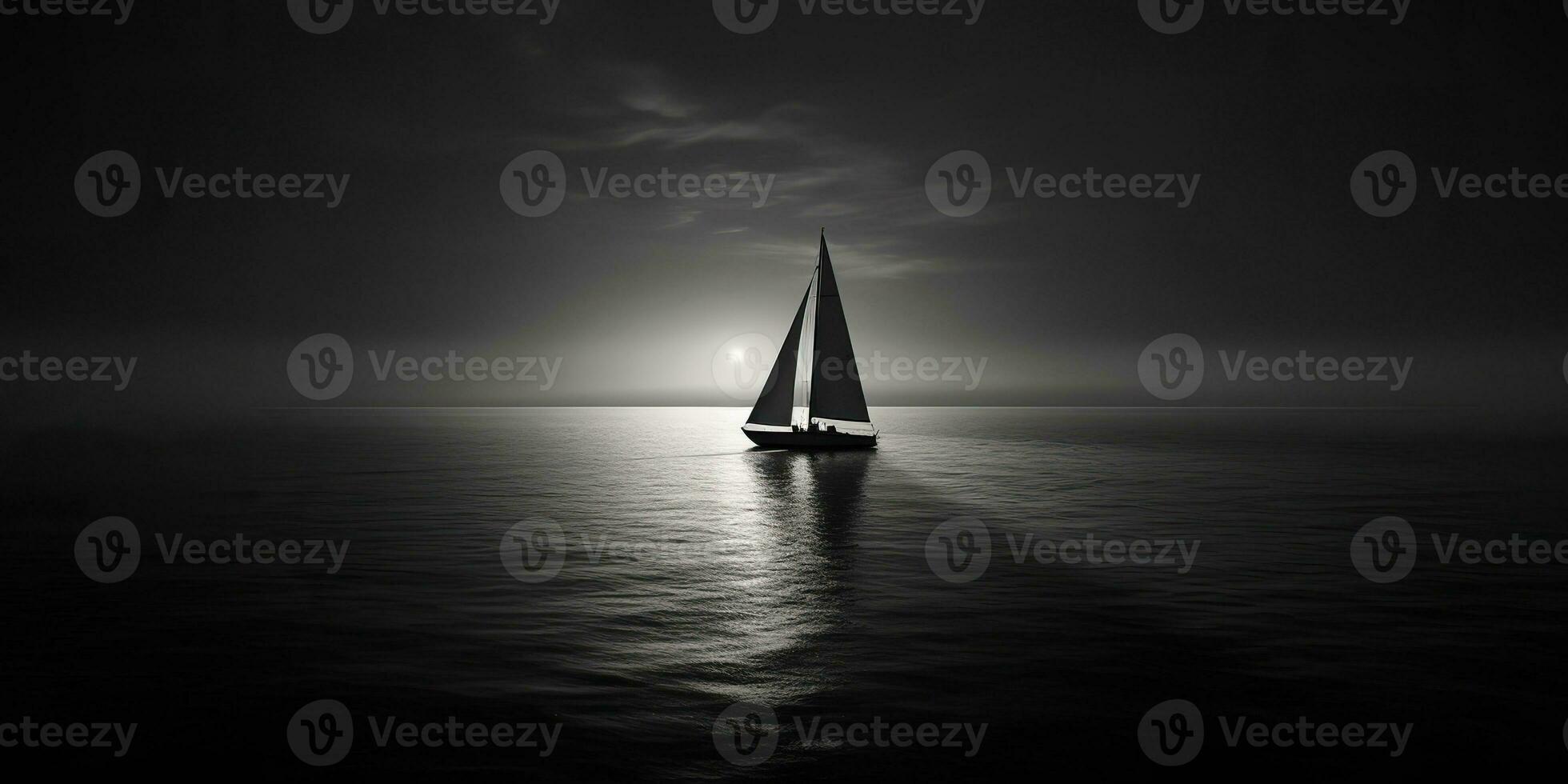 AI Generated. AI Generative. Ship sail boat yacht in open sea ocean lake water. Summer outdoor adventure vacation trip luxury lifestyle. Graphic Art photo