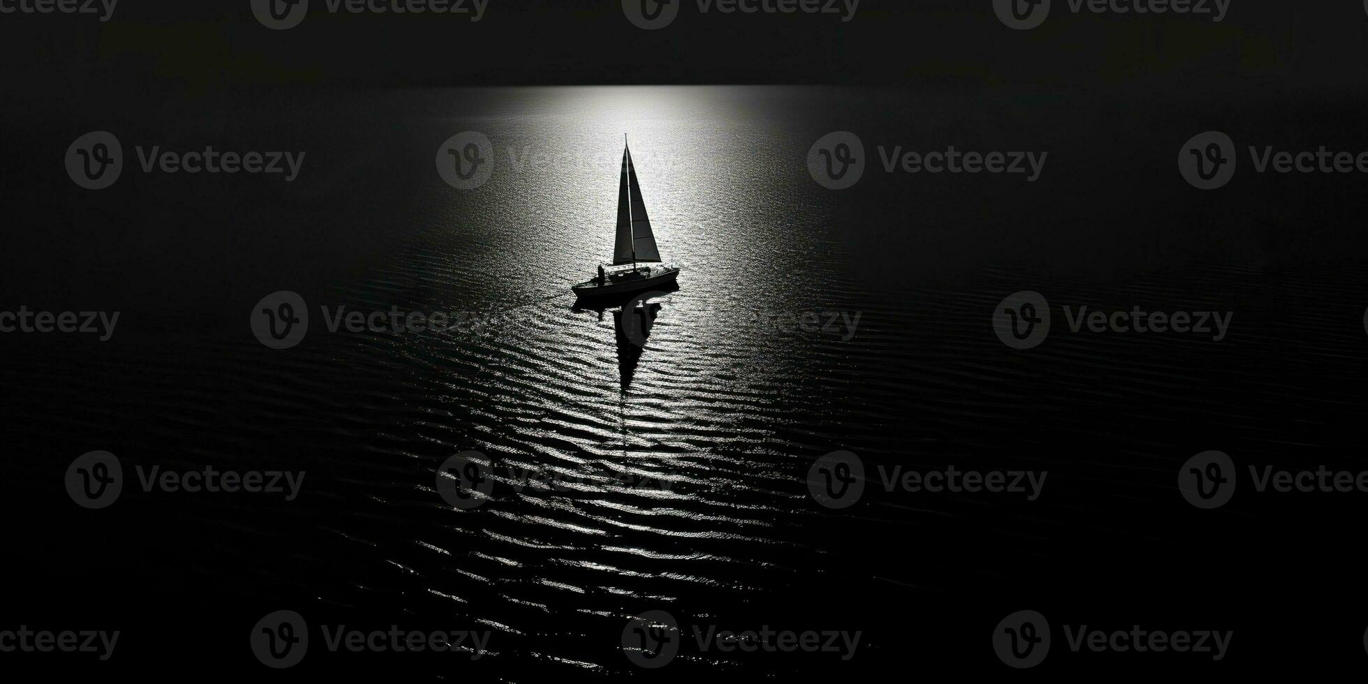 AI Generated. AI Generative. Ship sail boat yacht in open sea ocean lake water. Summer outdoor adventure vacation trip luxury lifestyle. Graphic Art photo