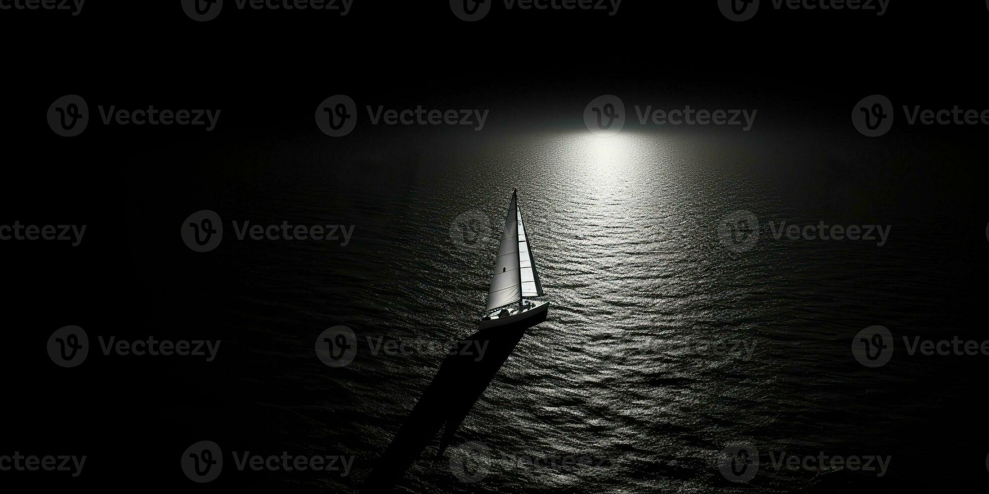 AI Generated. AI Generative. Ship sail boat yacht in open sea ocean lake water. Summer outdoor adventure vacation trip luxury lifestyle. Graphic Art photo