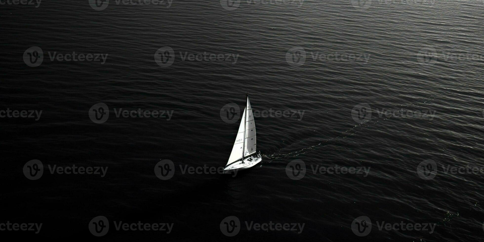 AI Generated. AI Generative. Ship sail boat yacht in open sea ocean lake water. Summer outdoor adventure vacation trip luxury lifestyle. Graphic Art photo