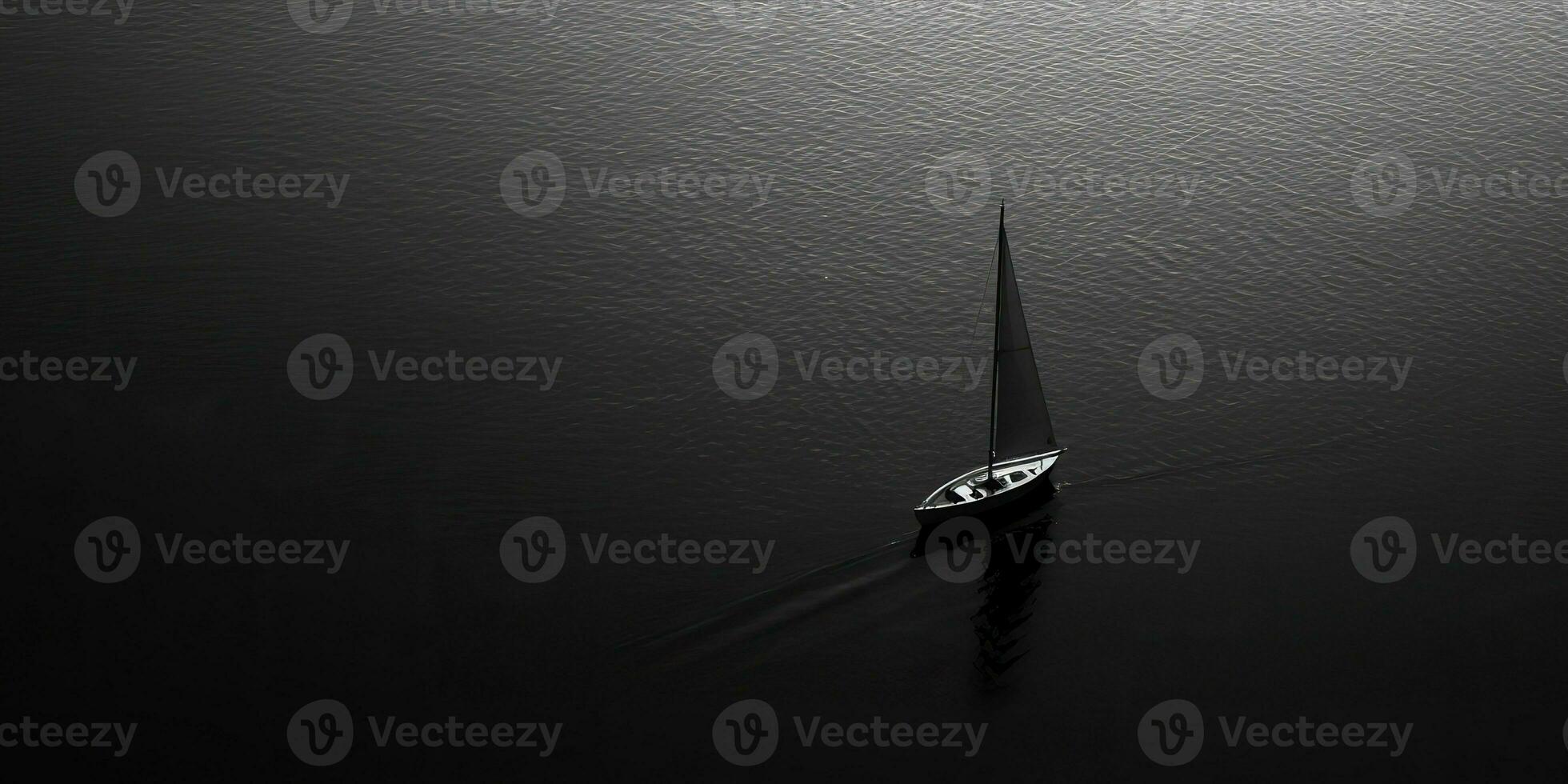 AI Generated. AI Generative. Ship sail boat yacht in open sea ocean lake water. Summer outdoor adventure vacation trip luxury lifestyle. Graphic Art photo