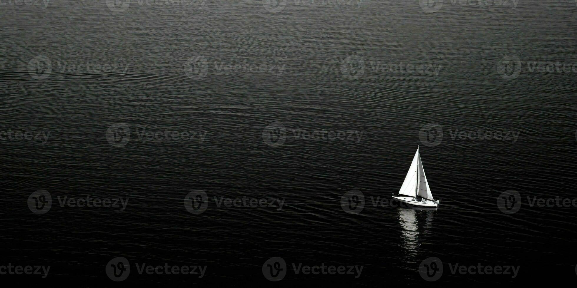 AI Generated. AI Generative. Ship sail boat yacht in open sea ocean lake water. Summer outdoor adventure vacation trip luxury lifestyle. Graphic Art photo