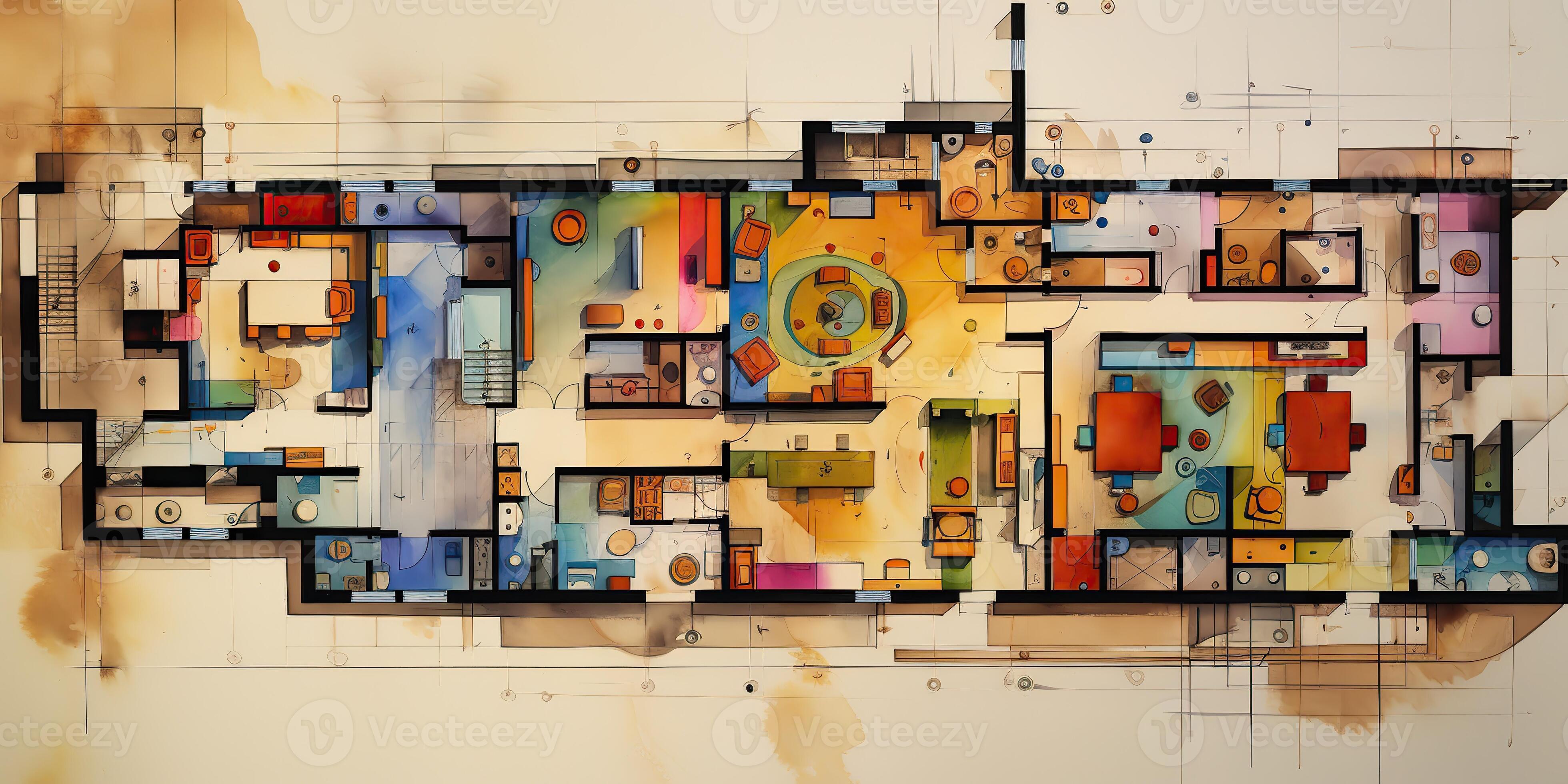 AI Generated. AI Generative. Abstract geometric floor plan design