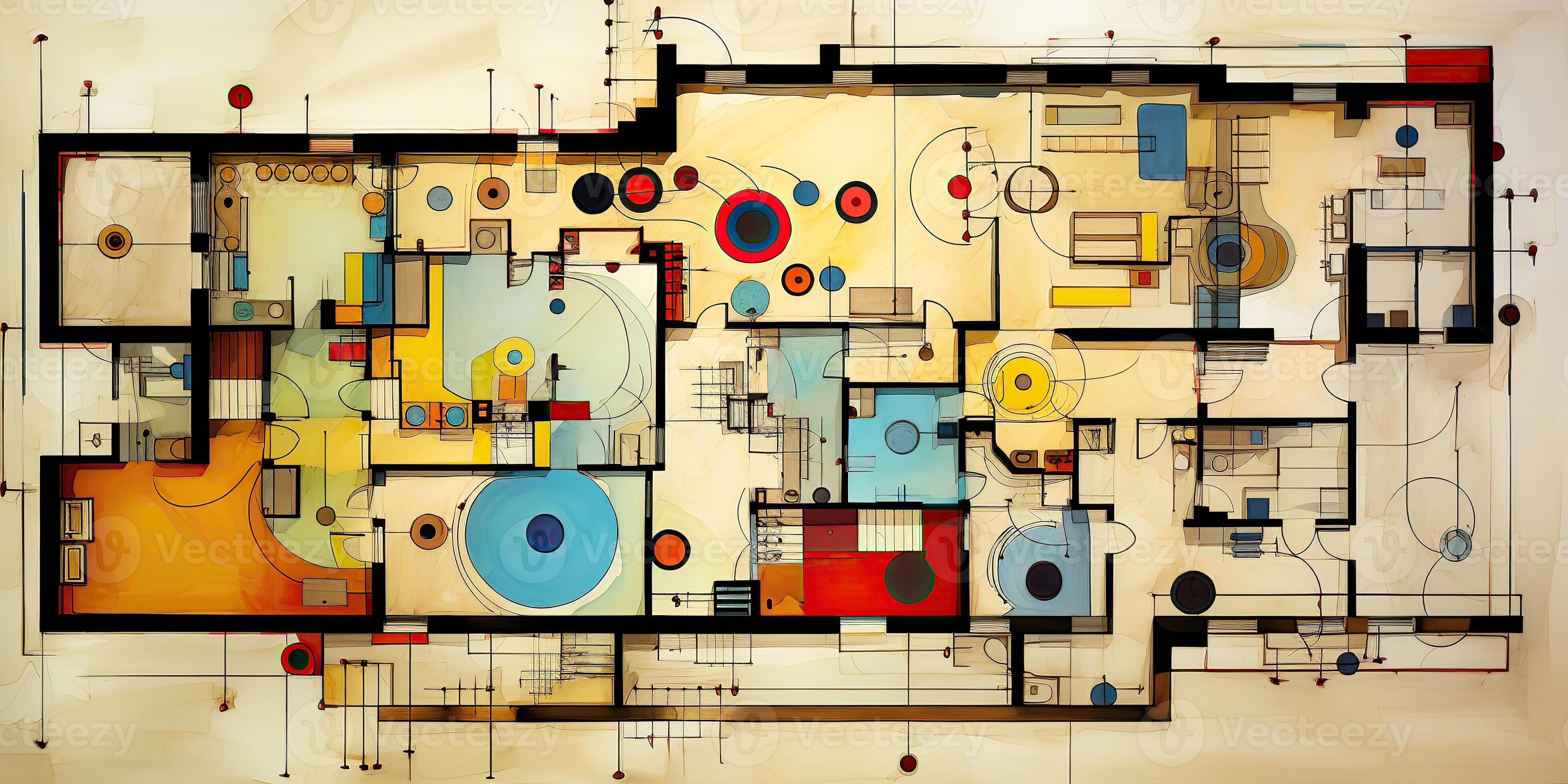 AI Generated. AI Generative. Abstract geometric floor plan design