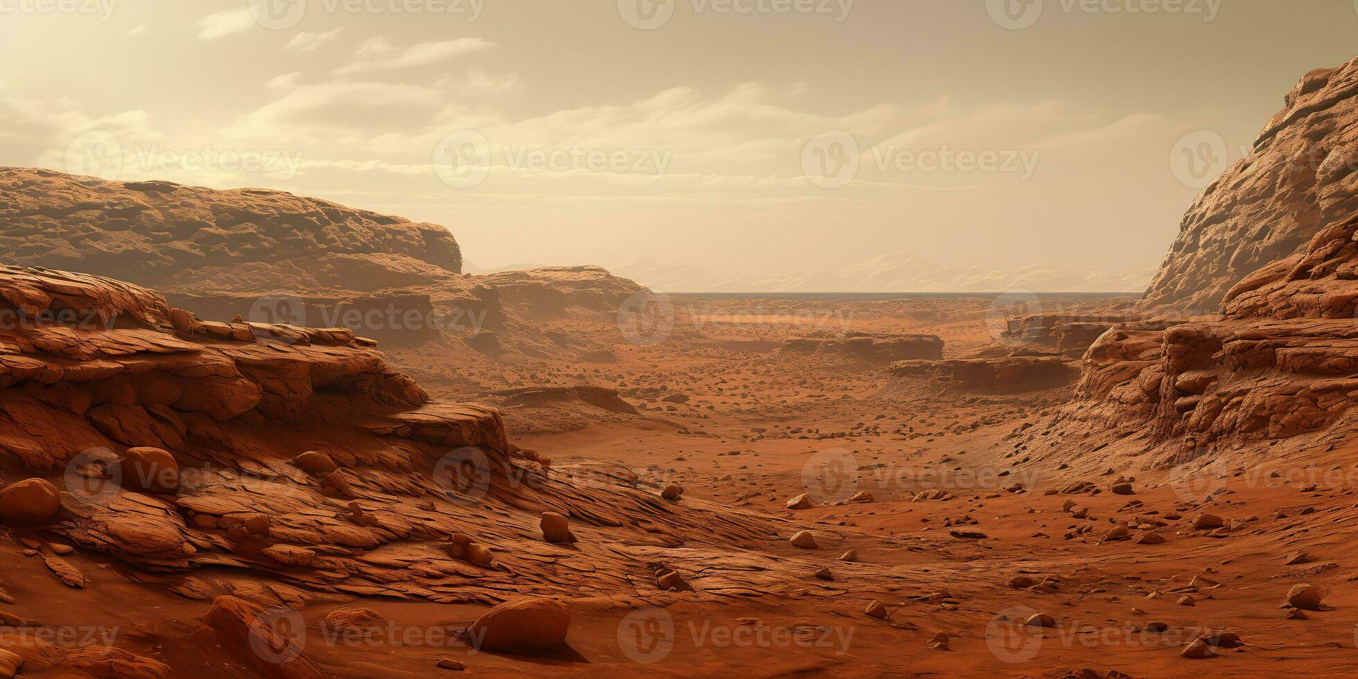 ai generado. ai generativo. Marte planeta galaxia superficie paisaje Desierto montaña al aire libre paisaje. gráfico Arte foto