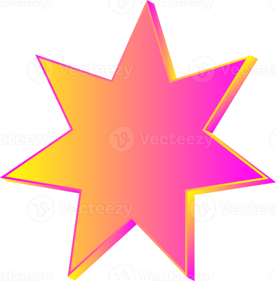 Star shape isometric 3d signs icon element for decoration Christmas png
